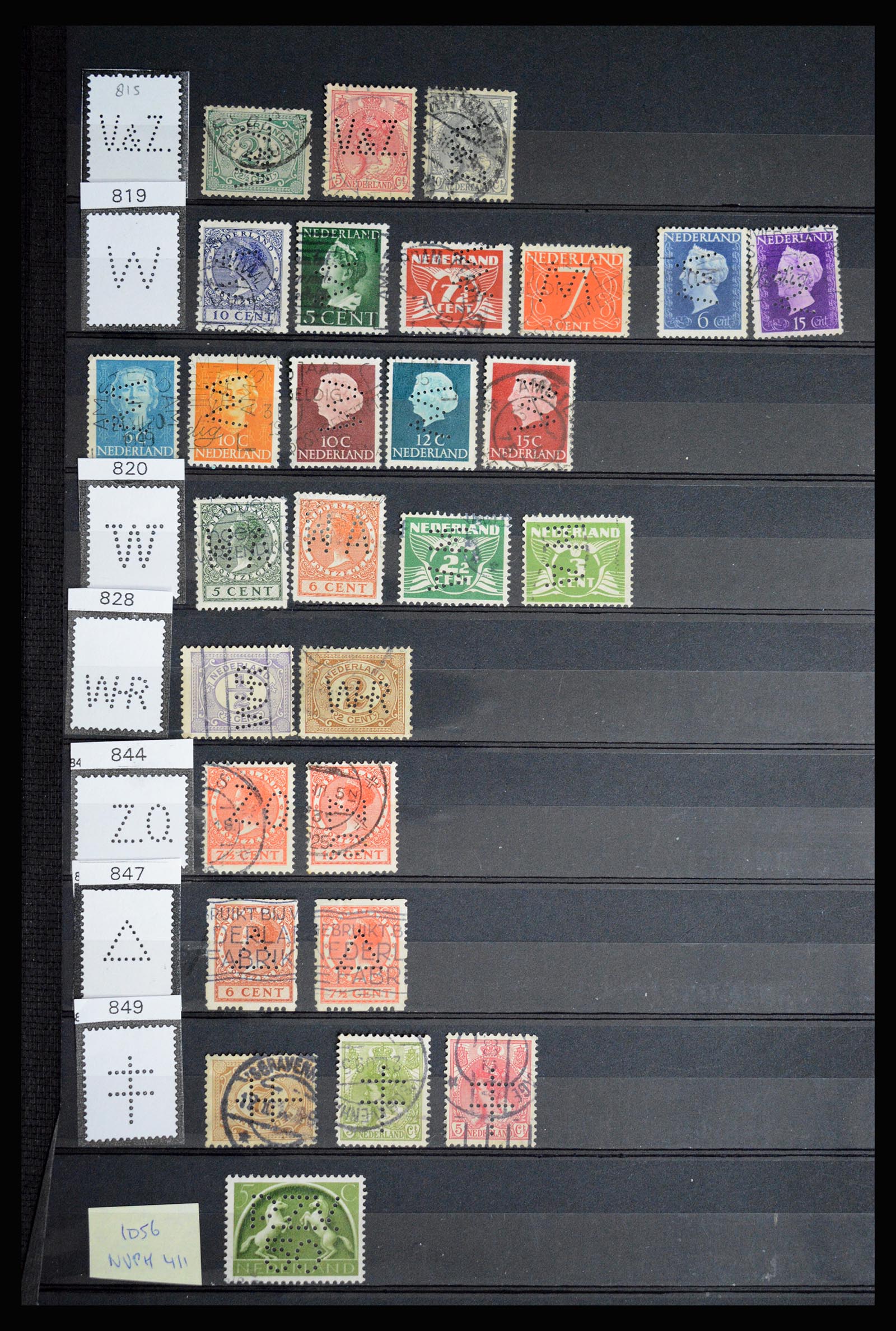 36849 077 - Stamp collection 36849 Netherlands perfins 1891-1960.