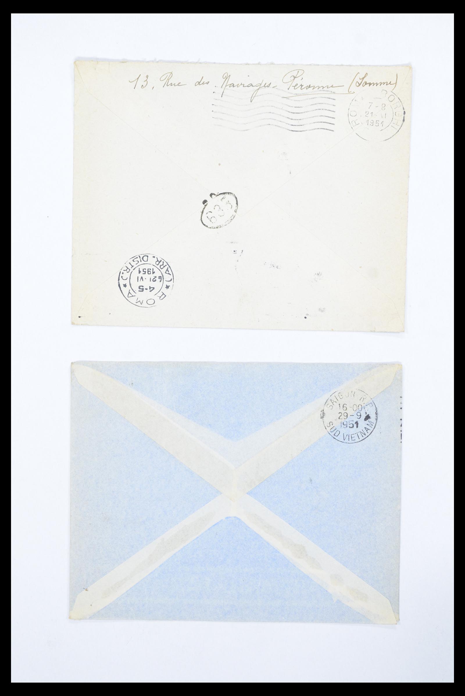 36894 004 - Postzegelverzameling 36894 Frankrik en koloniën brieven 1885-1950.
