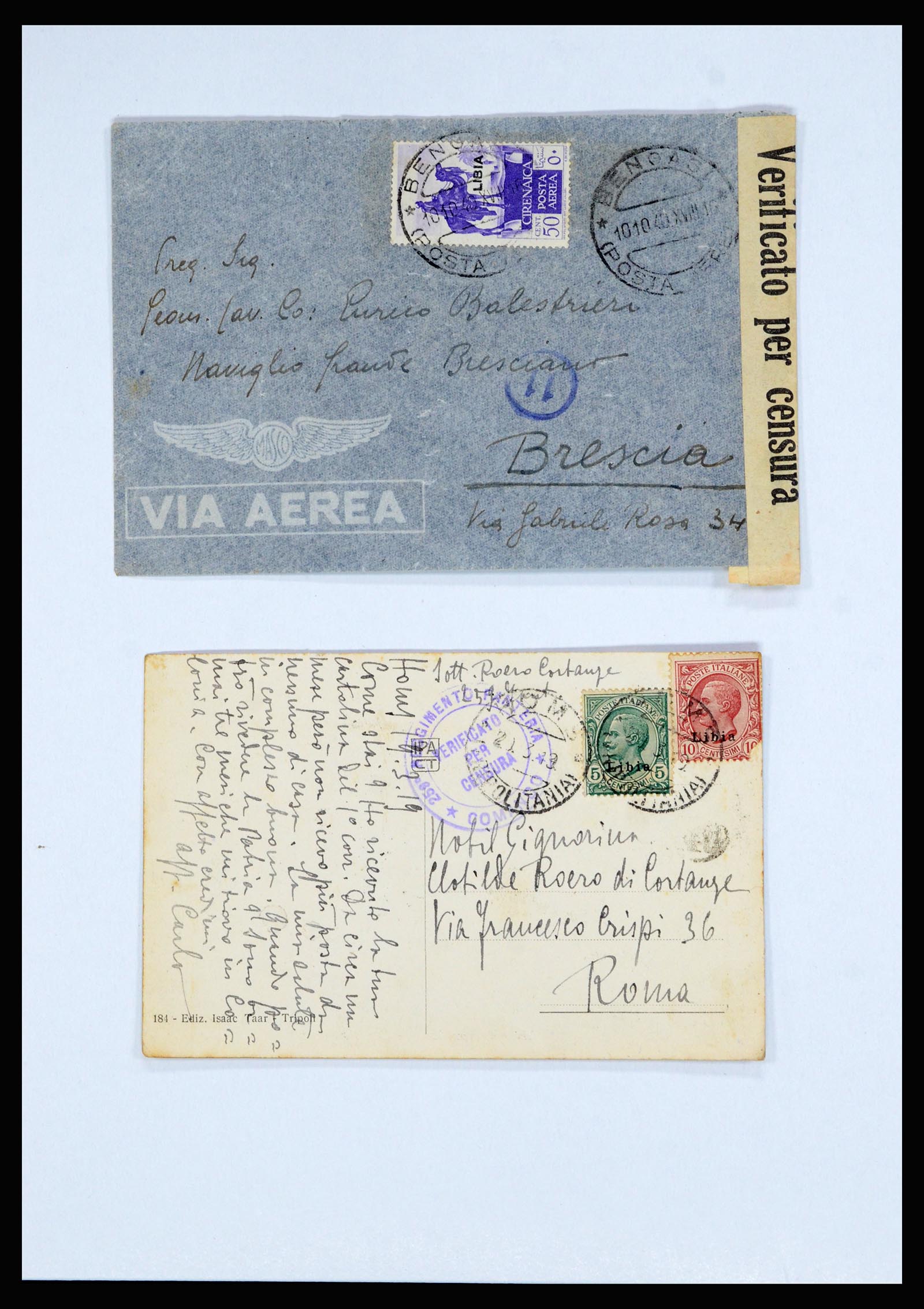 36896 003 - Postzegelverzameling 36896 Italië en koloniën brieven 1891-1955.