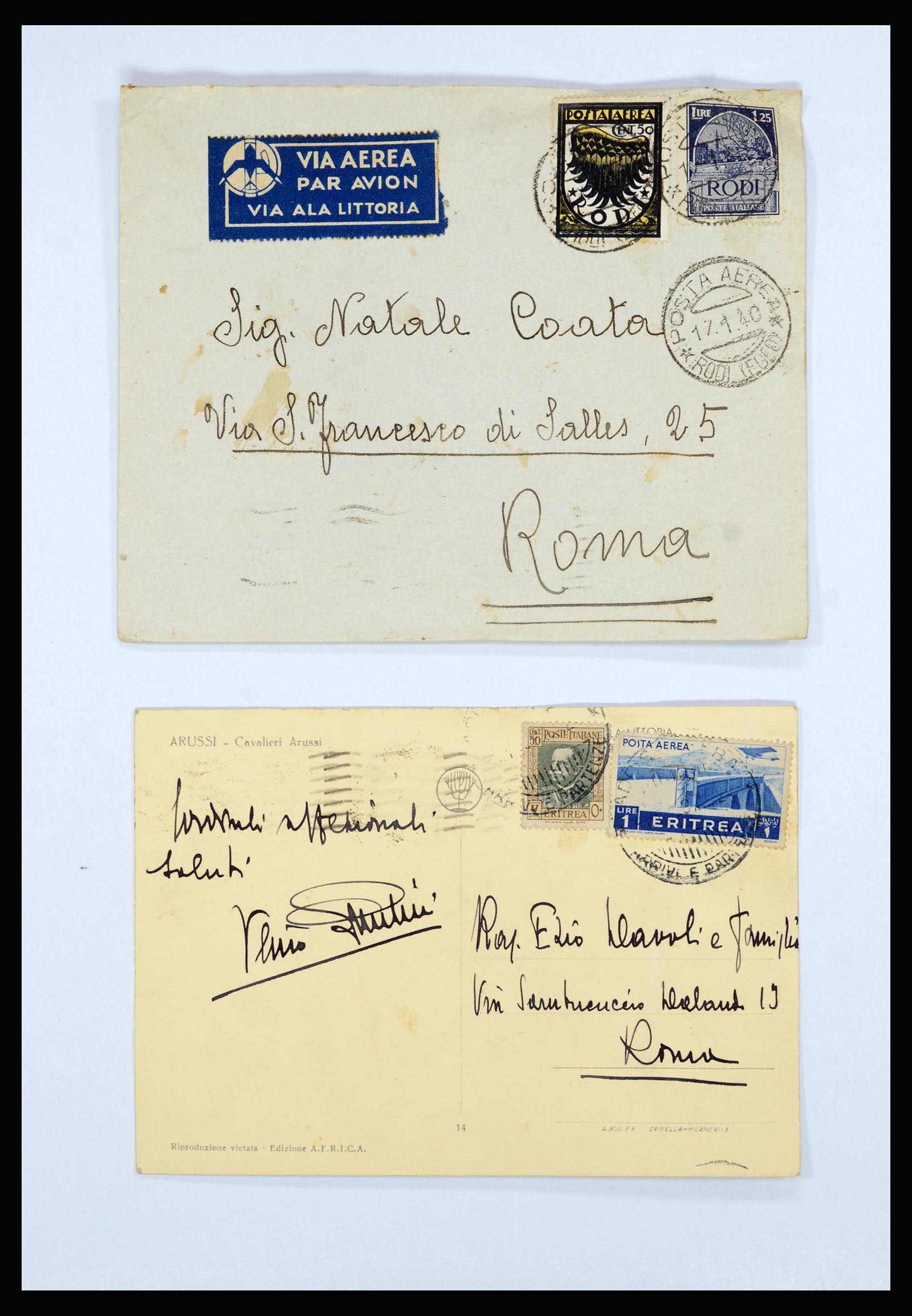 36896 011 - Postzegelverzameling 36896 Italië en koloniën brieven 1891-1955.