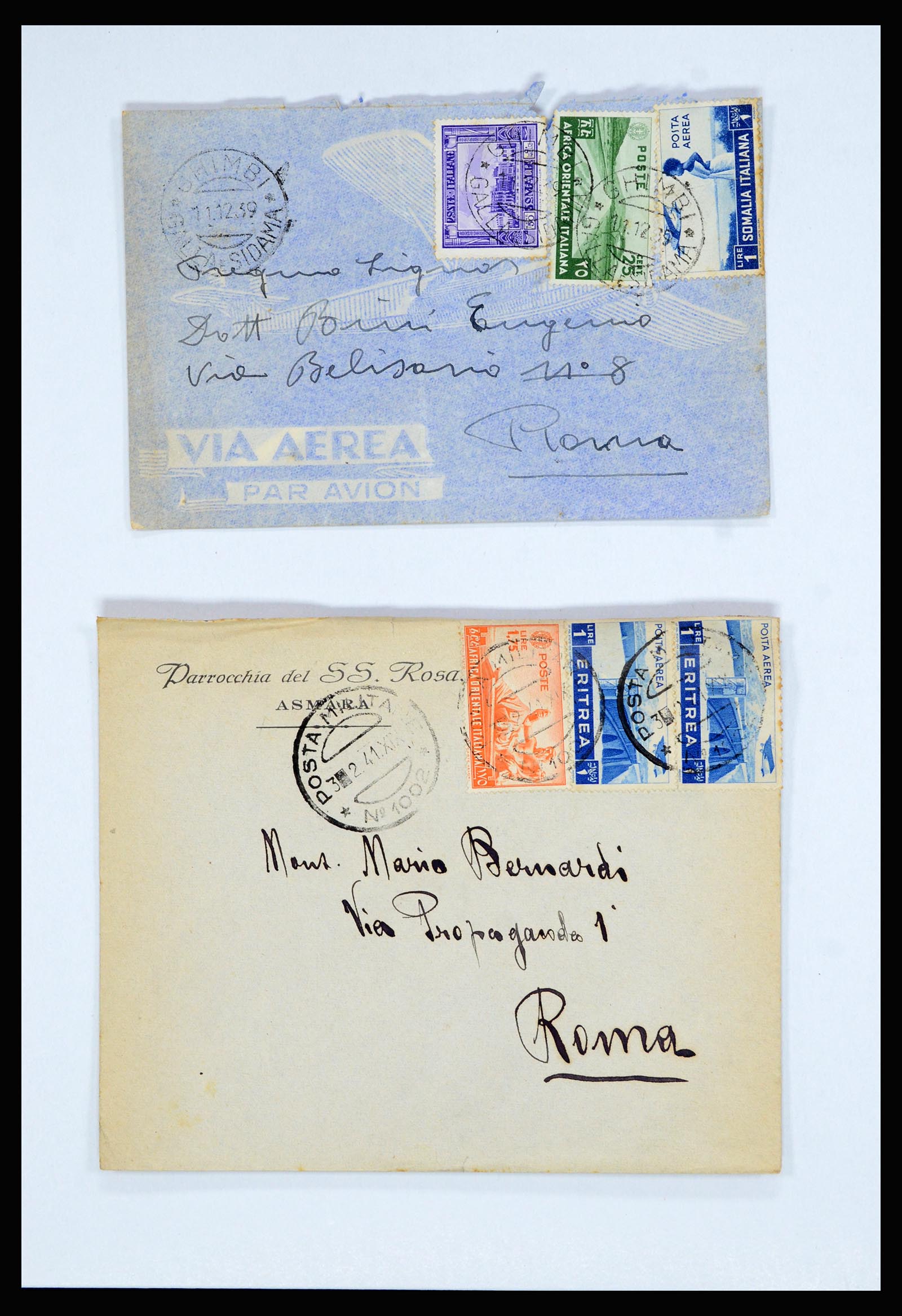 36896 017 - Postzegelverzameling 36896 Italië en koloniën brieven 1891-1955.