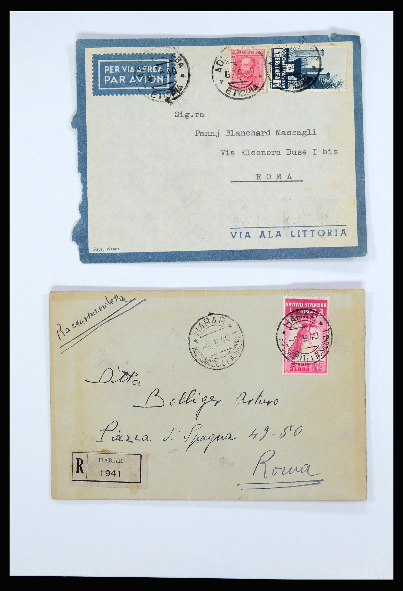 36896 018 - Postzegelverzameling 36896 Italië en koloniën brieven 1891-1955.