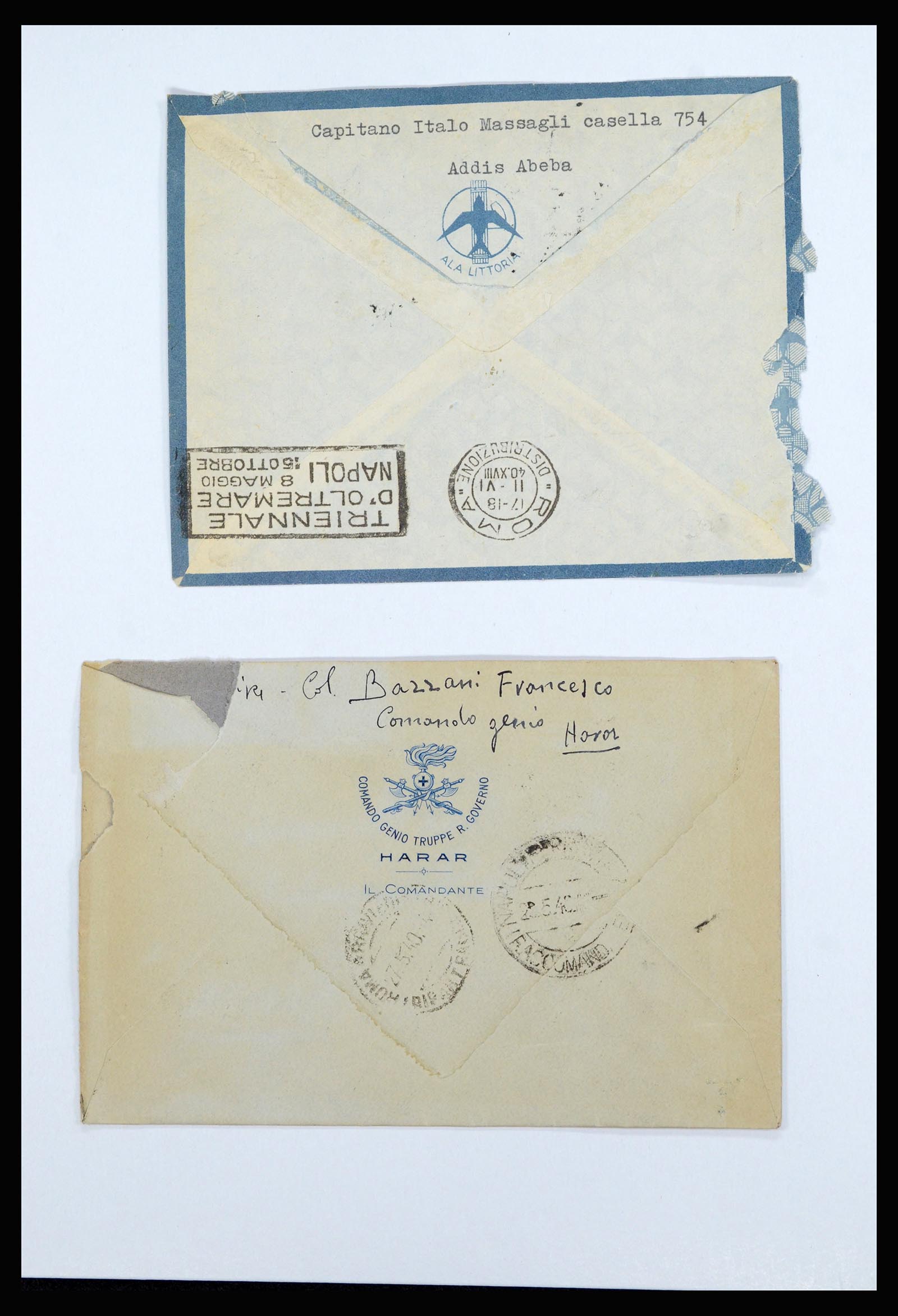 36896 019 - Postzegelverzameling 36896 Italië en koloniën brieven 1891-1955.