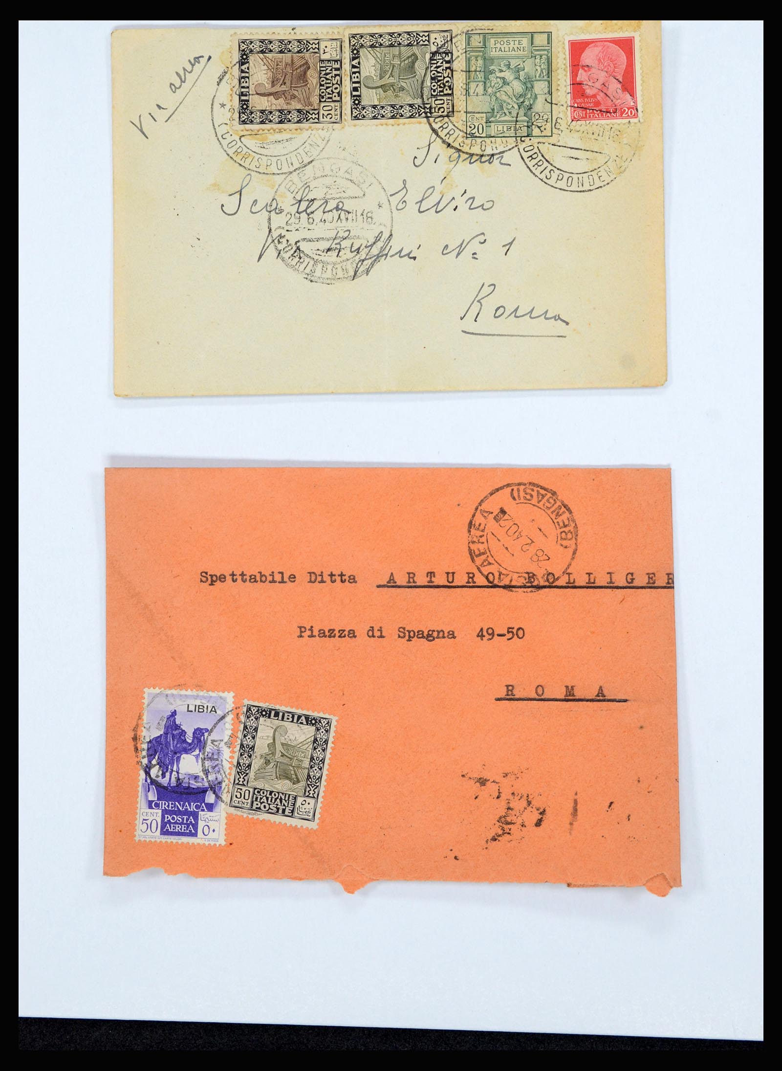 36896 020 - Postzegelverzameling 36896 Italië en koloniën brieven 1891-1955.