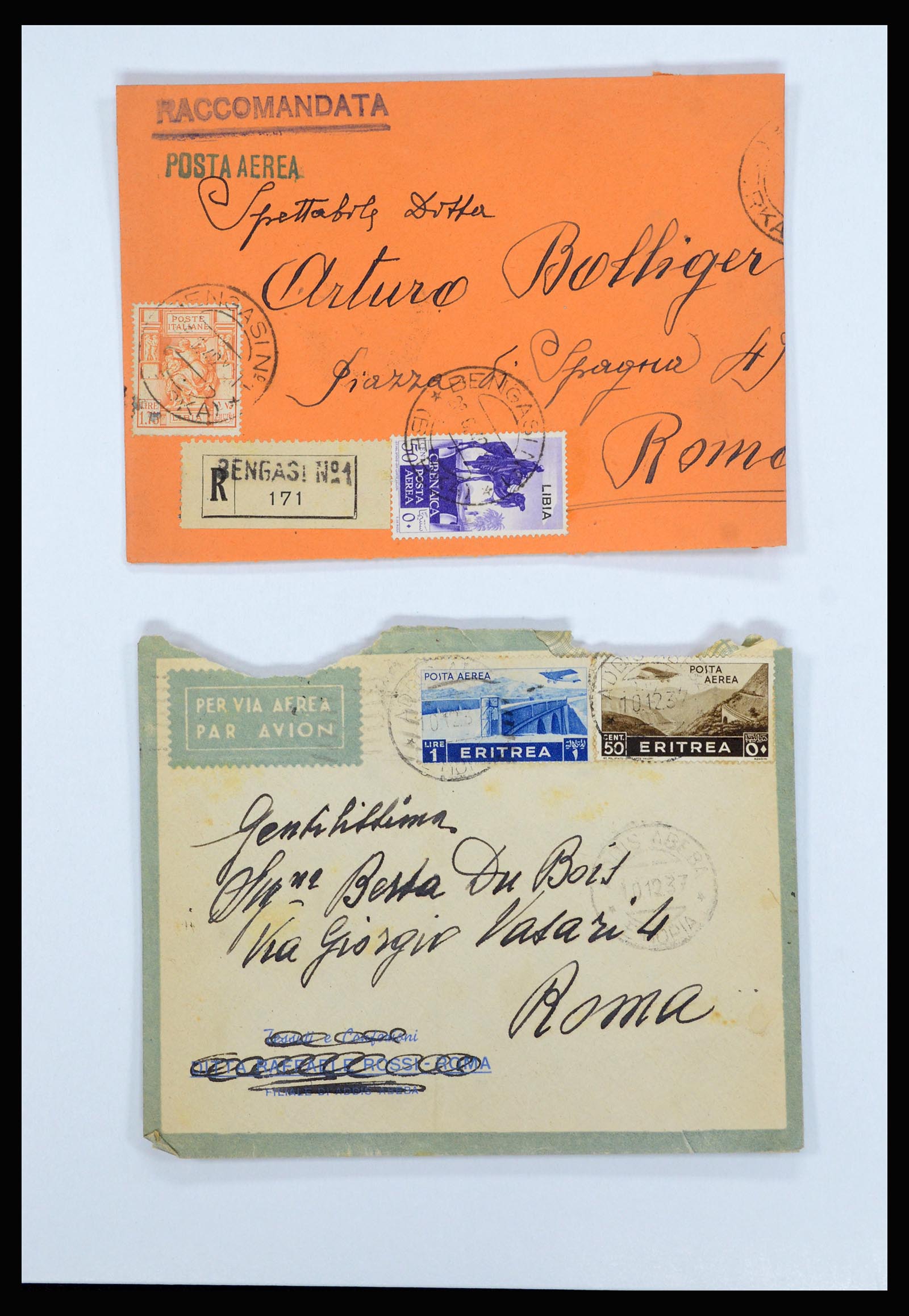 36896 024 - Postzegelverzameling 36896 Italië en koloniën brieven 1891-1955.