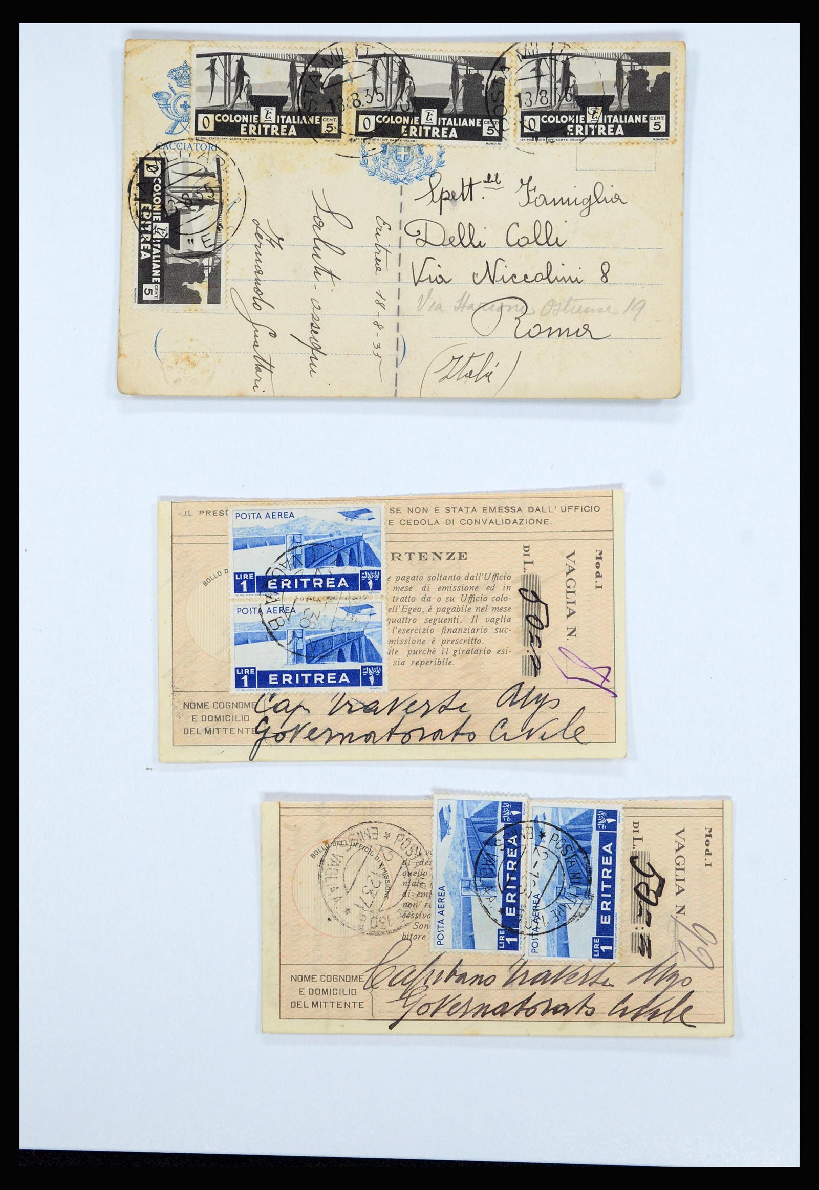 36896 028 - Postzegelverzameling 36896 Italië en koloniën brieven 1891-1955.