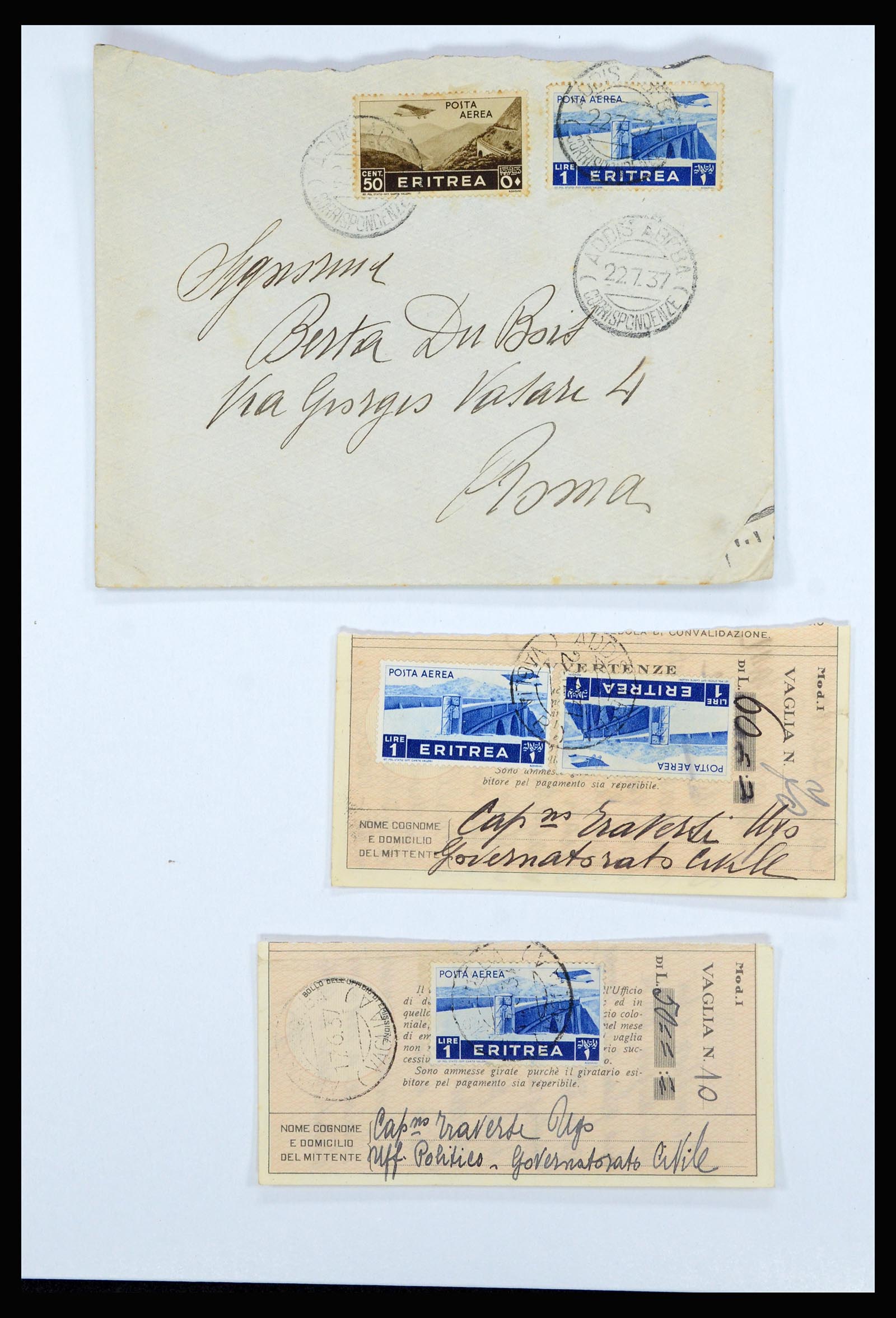 36896 030 - Postzegelverzameling 36896 Italië en koloniën brieven 1891-1955.