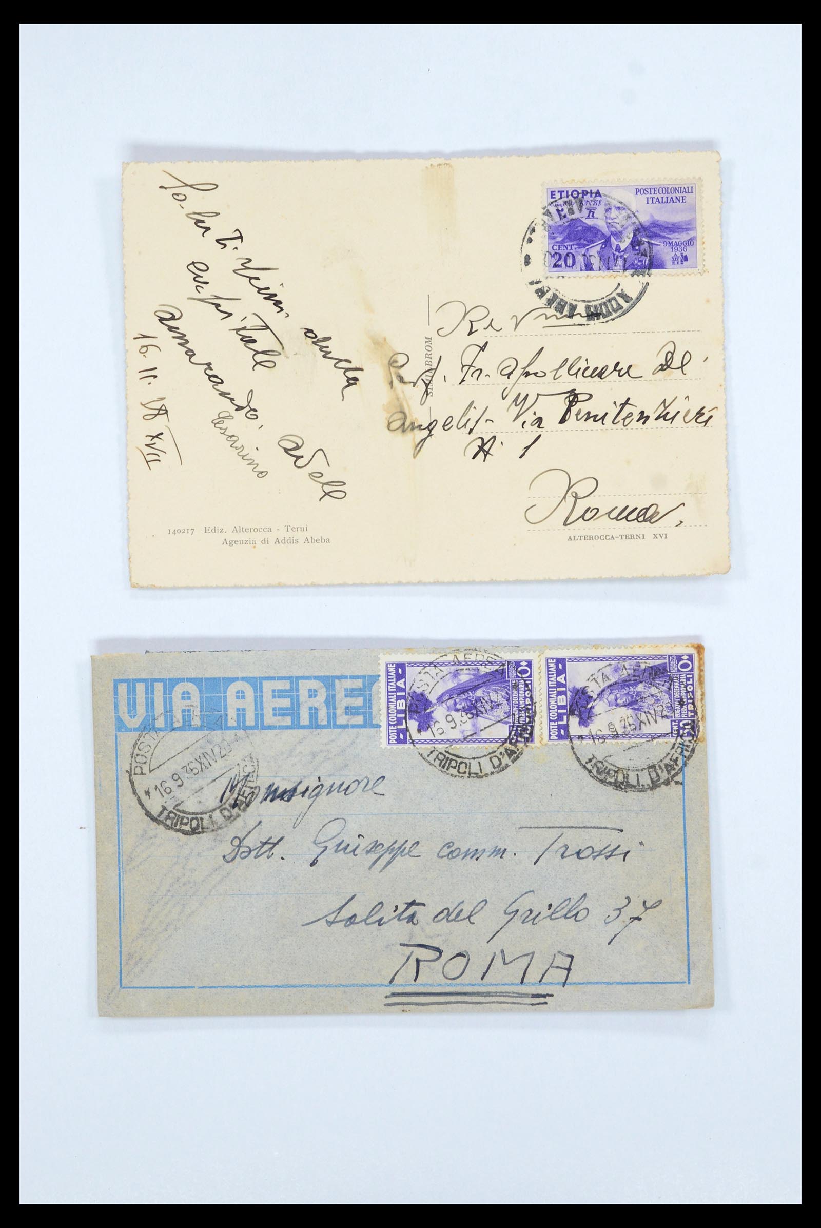 36896 032 - Postzegelverzameling 36896 Italië en koloniën brieven 1891-1955.