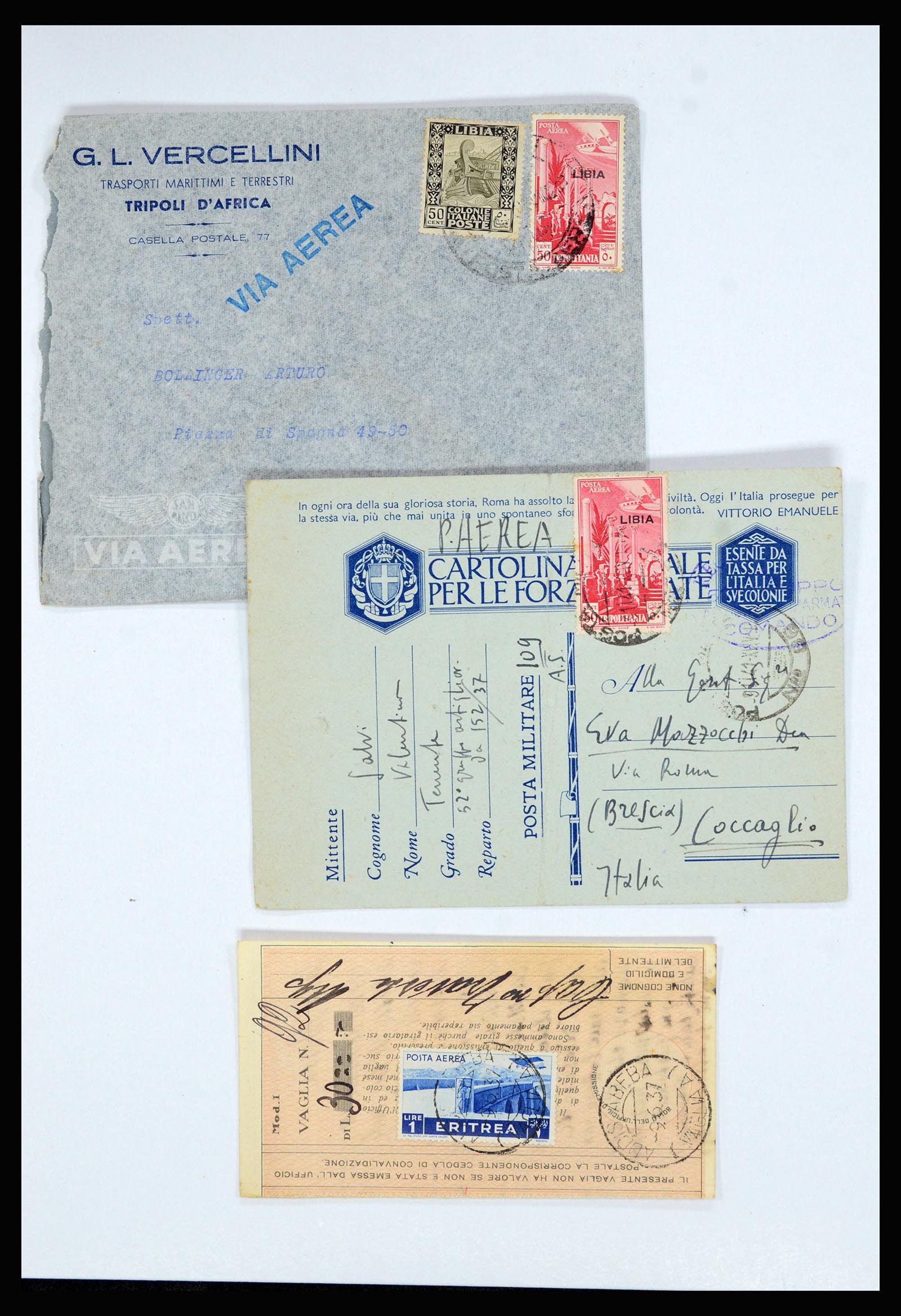 36896 041 - Postzegelverzameling 36896 Italië en koloniën brieven 1891-1955.