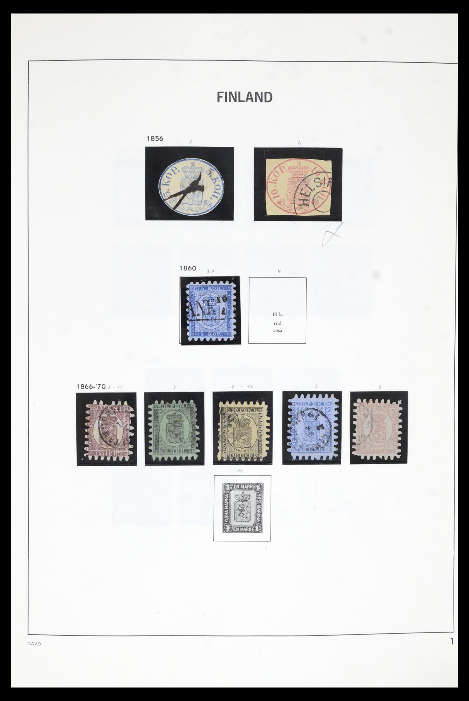 36901 001 - Postzegelverzameling 36901 Finland 1856-1982.