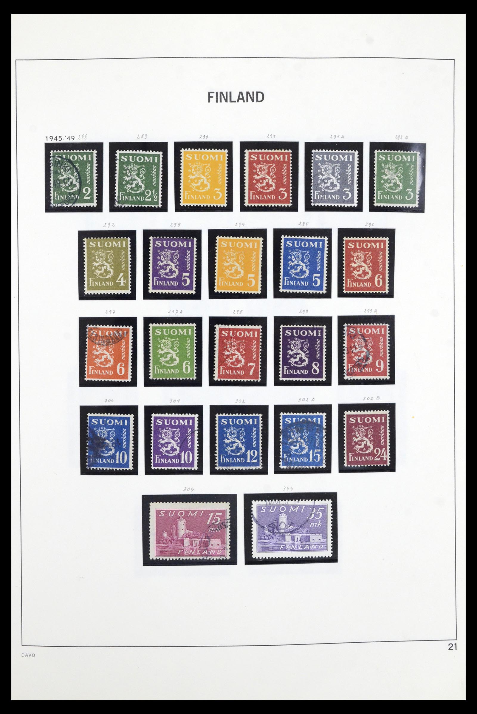 36901 021 - Postzegelverzameling 36901 Finland 1856-1982.
