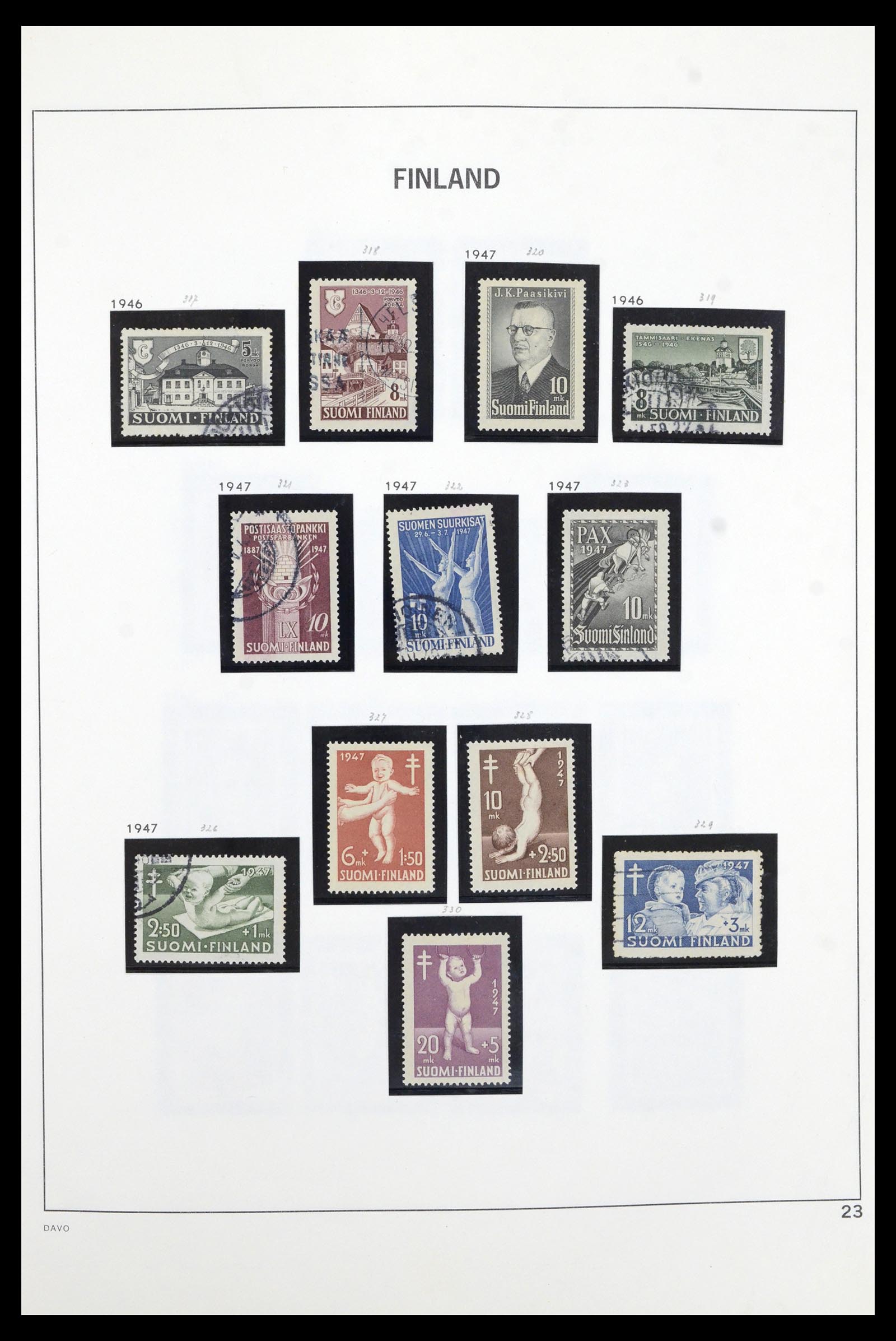 36901 023 - Postzegelverzameling 36901 Finland 1856-1982.