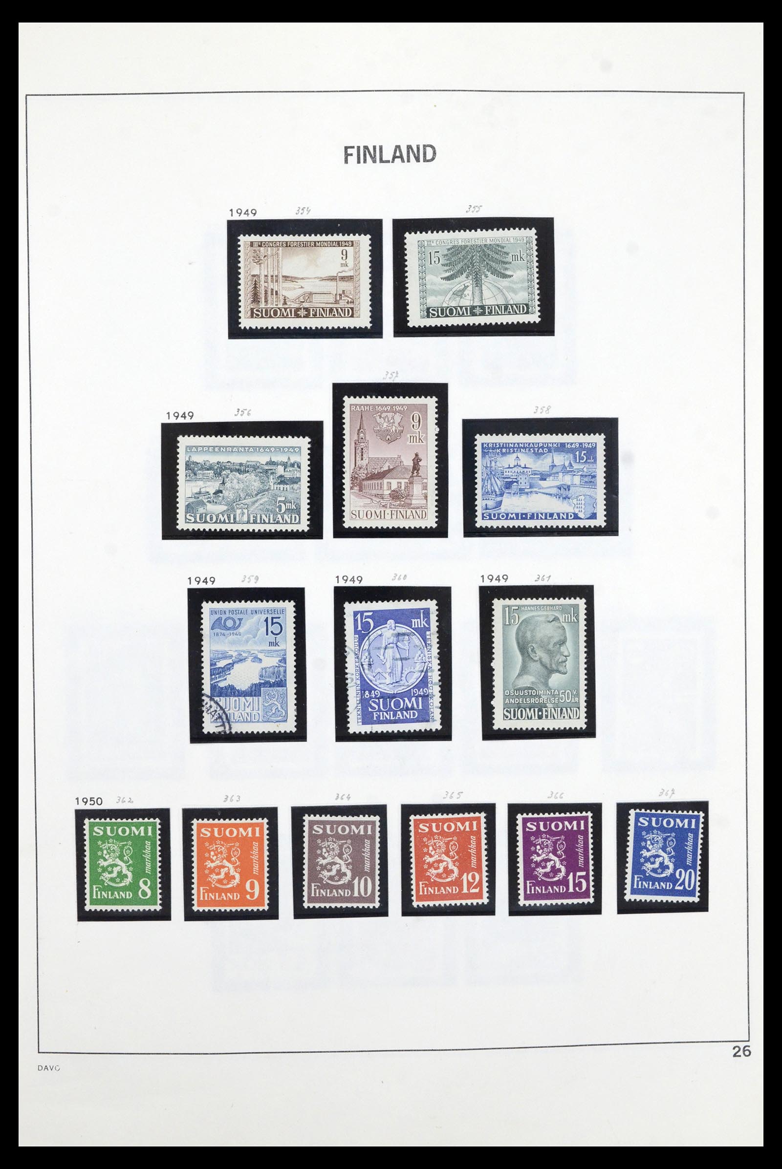 36901 026 - Postzegelverzameling 36901 Finland 1856-1982.
