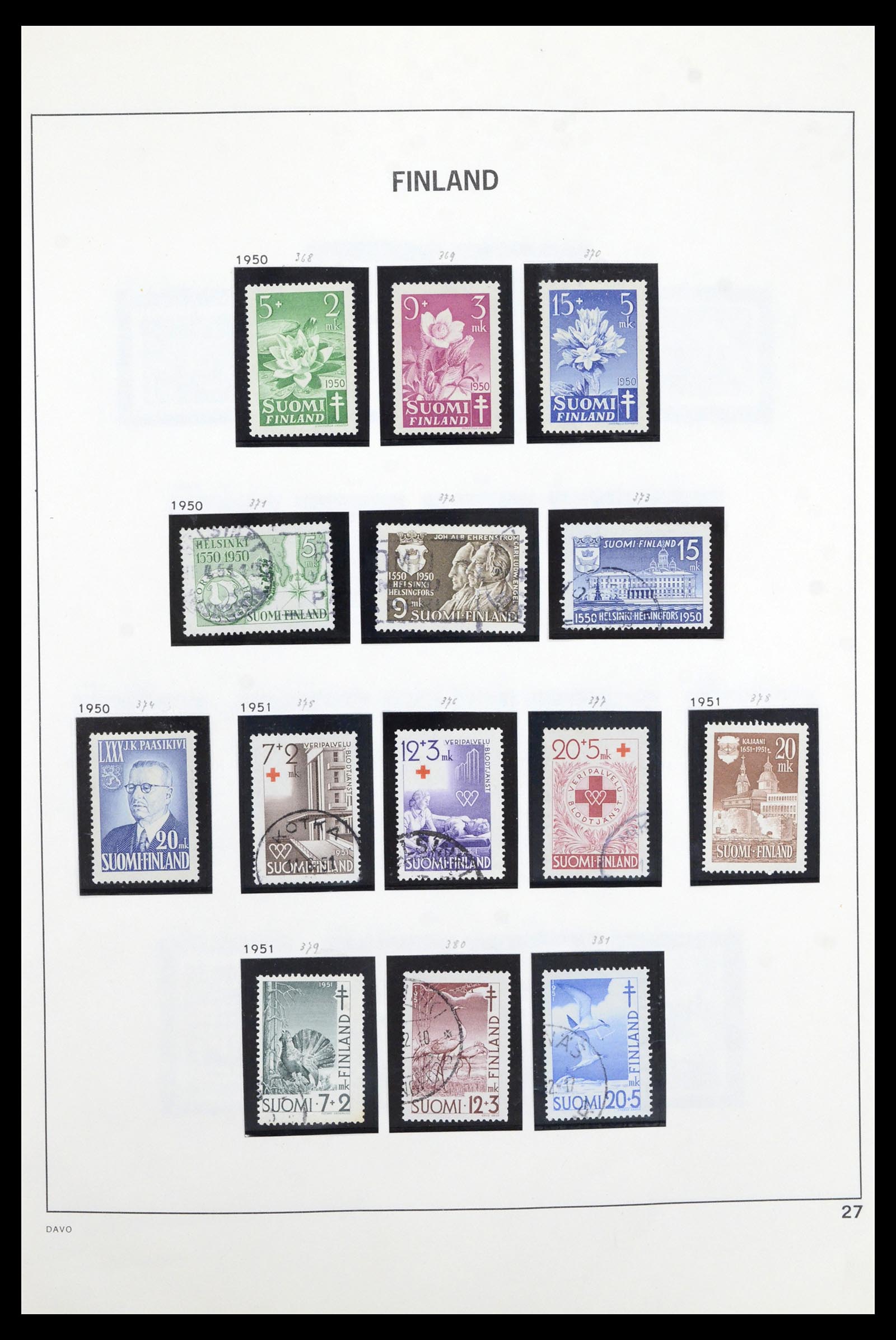 36901 027 - Postzegelverzameling 36901 Finland 1856-1982.