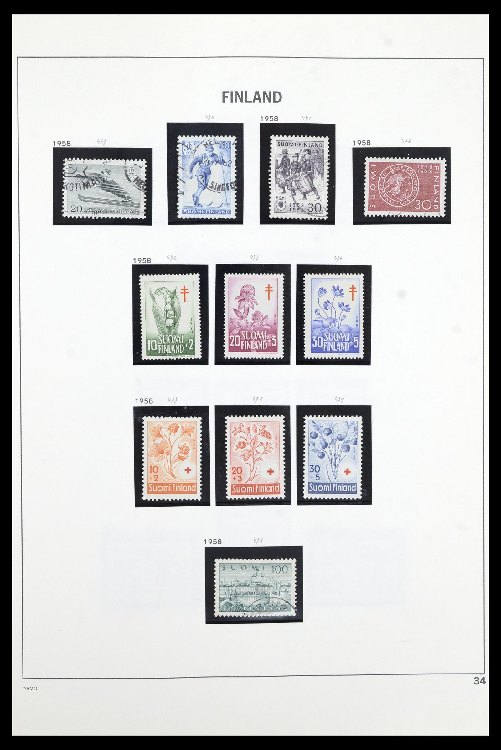 36901 034 - Postzegelverzameling 36901 Finland 1856-1982.