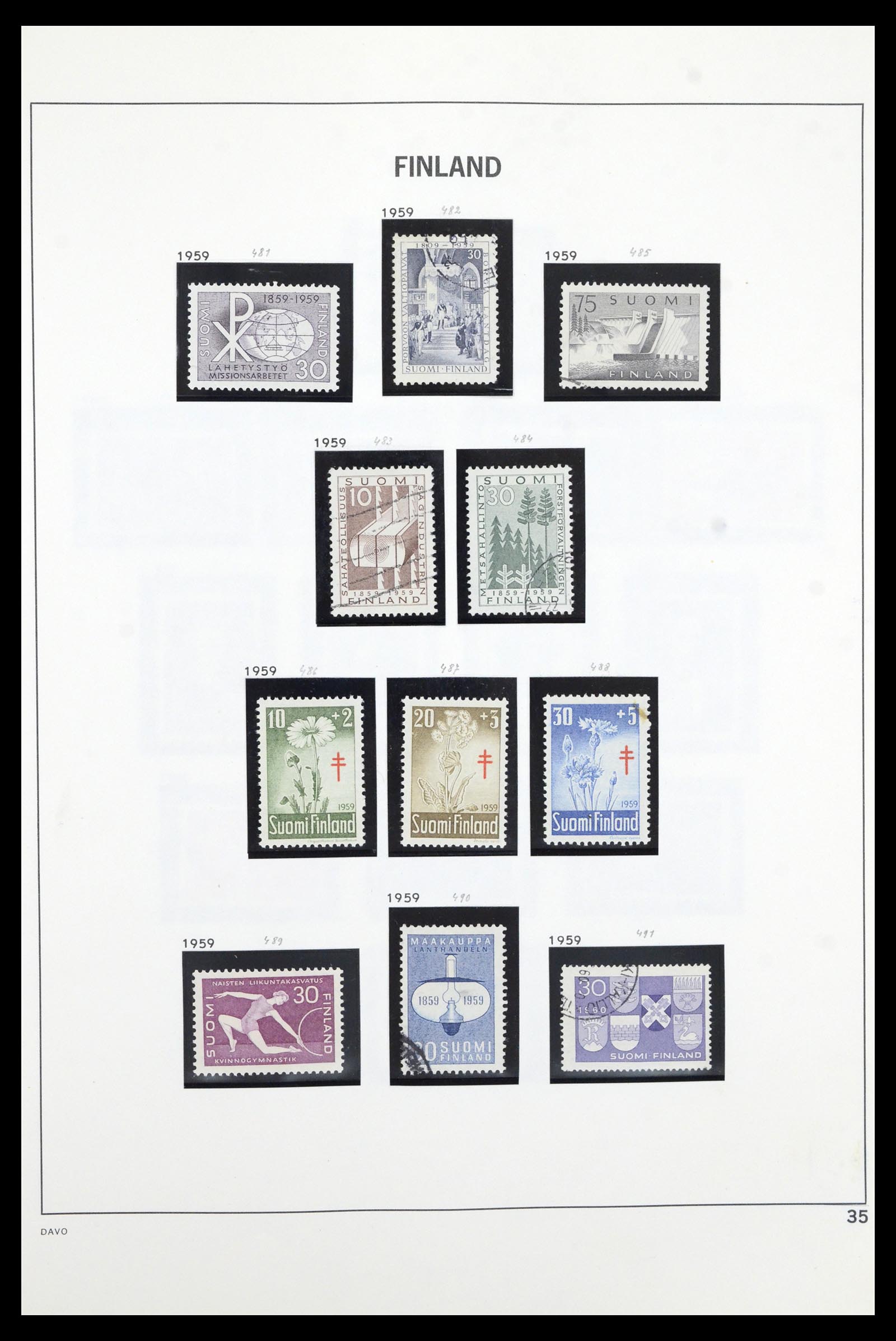 36901 035 - Postzegelverzameling 36901 Finland 1856-1982.