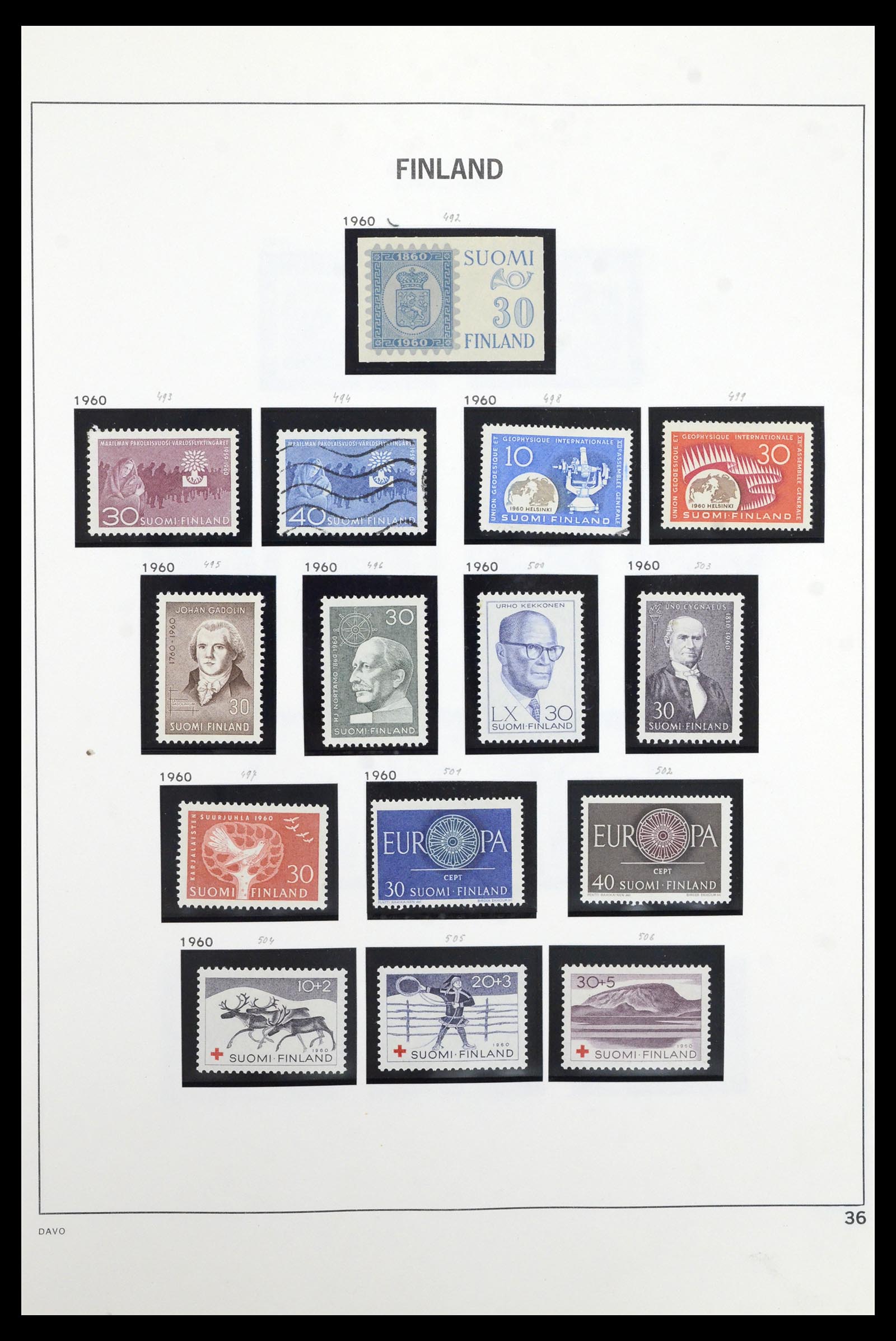 36901 036 - Postzegelverzameling 36901 Finland 1856-1982.