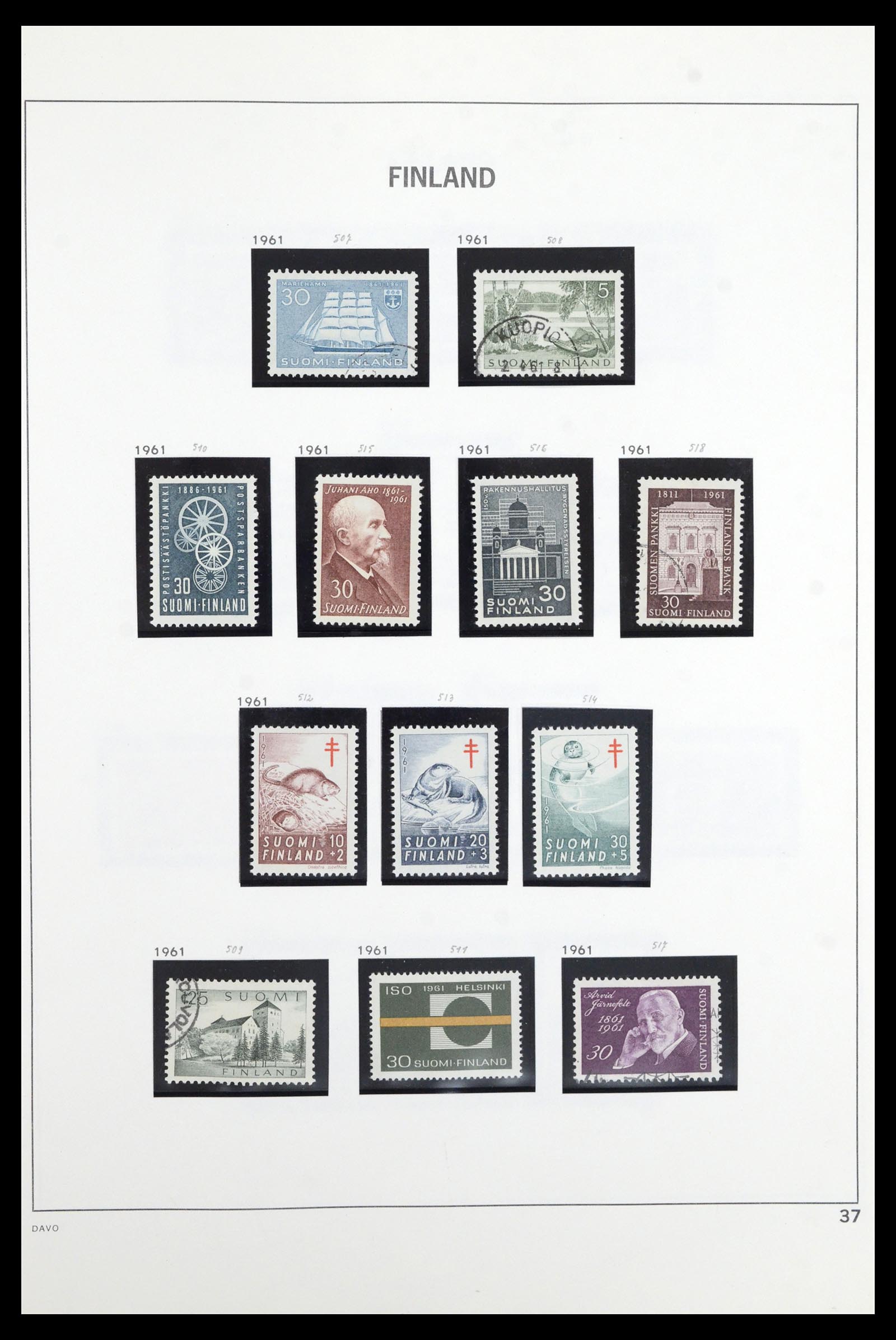 36901 037 - Postzegelverzameling 36901 Finland 1856-1982.
