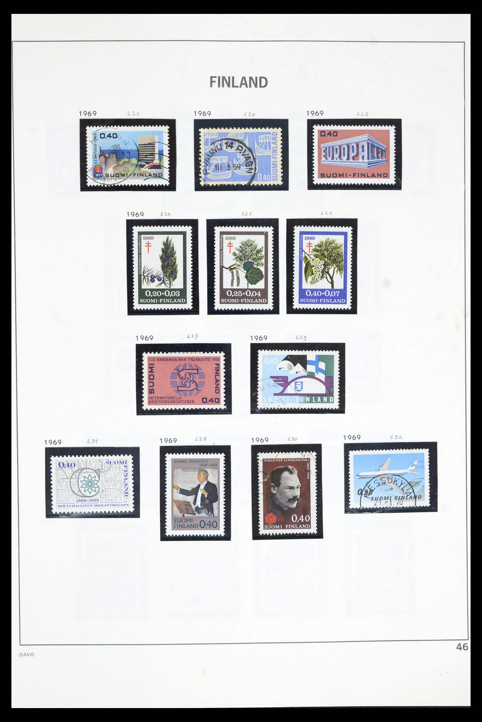36901 046 - Postzegelverzameling 36901 Finland 1856-1982.
