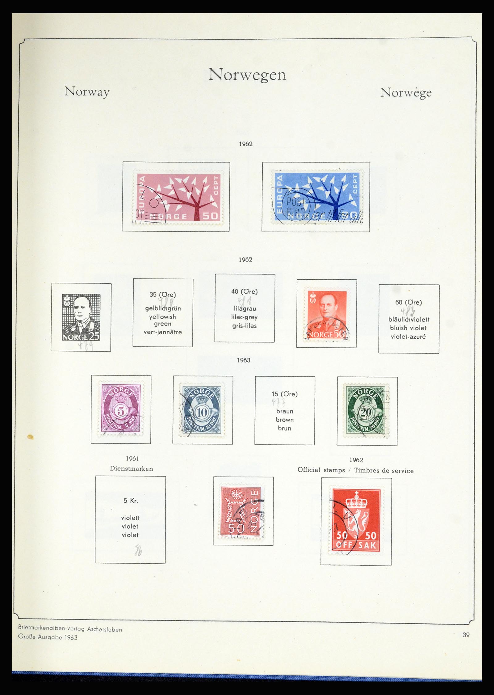 36903 039 - Postzegelverzameling 36903 Noorwegen 1856-1970.