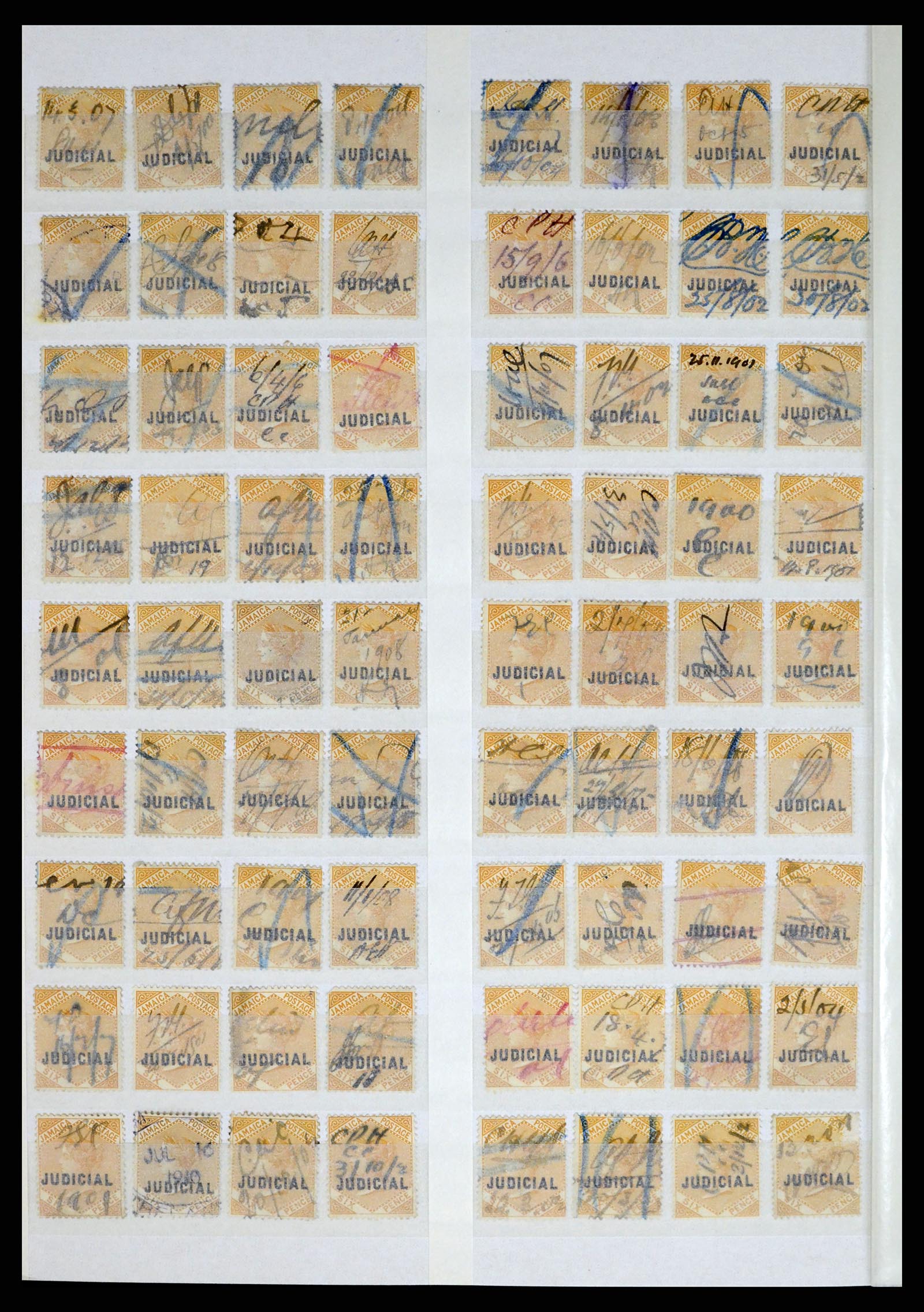 36920 022 - Stamp collection 36920 Jamaica cancels 1860-ca. 1920.