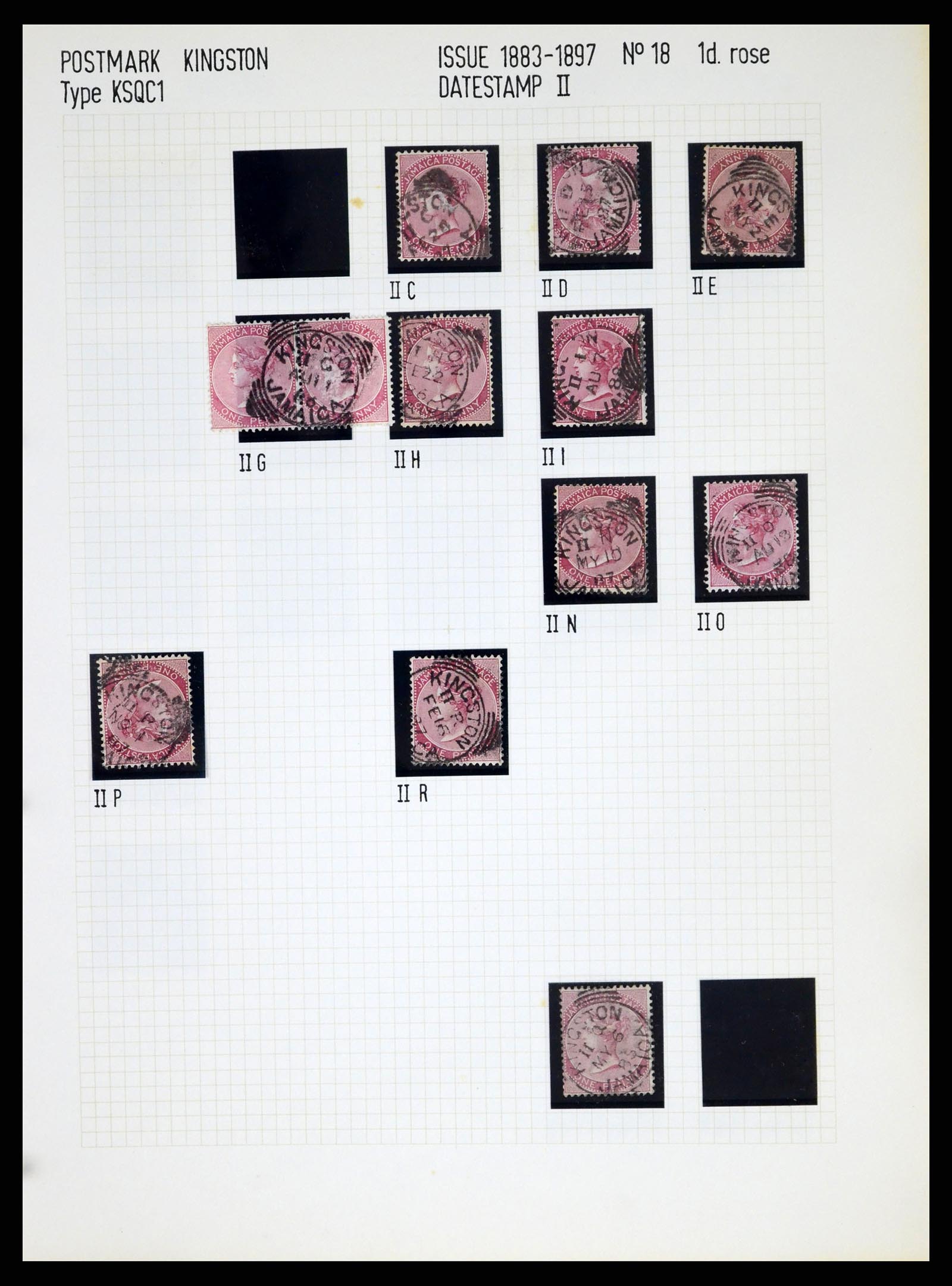 36920 053 - Stamp collection 36920 Jamaica cancels 1860-ca. 1920.