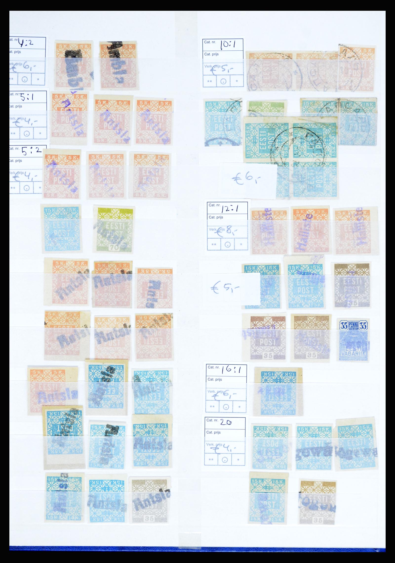 36922 006 - Postzegelverzameling 36922 Estland stempels 1918-1920.