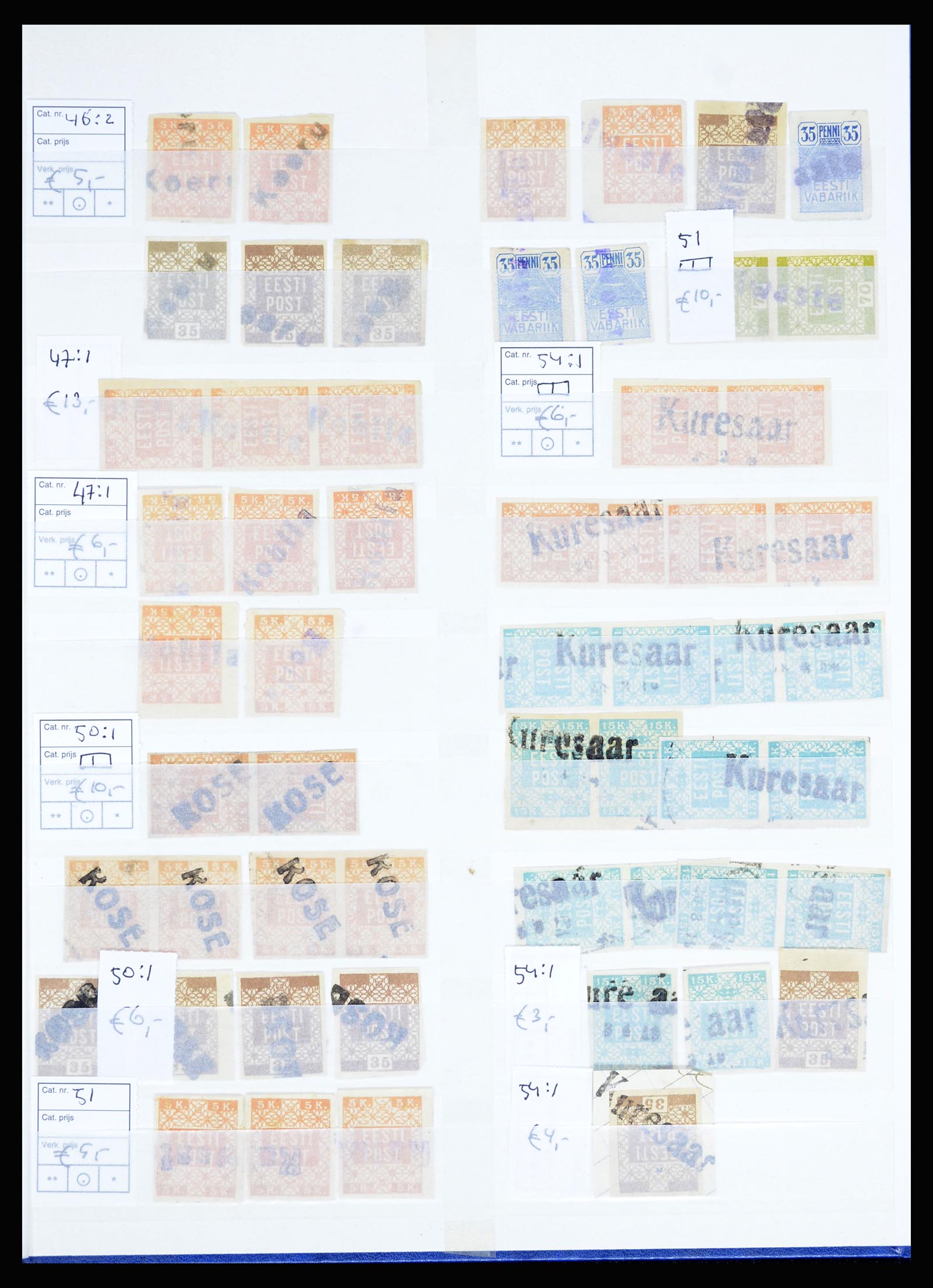 36922 008 - Postzegelverzameling 36922 Estland stempels 1918-1920.