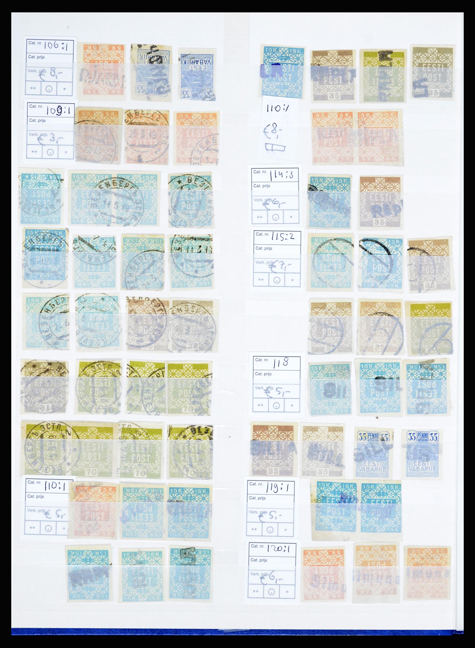36922 011 - Postzegelverzameling 36922 Estland stempels 1918-1920.