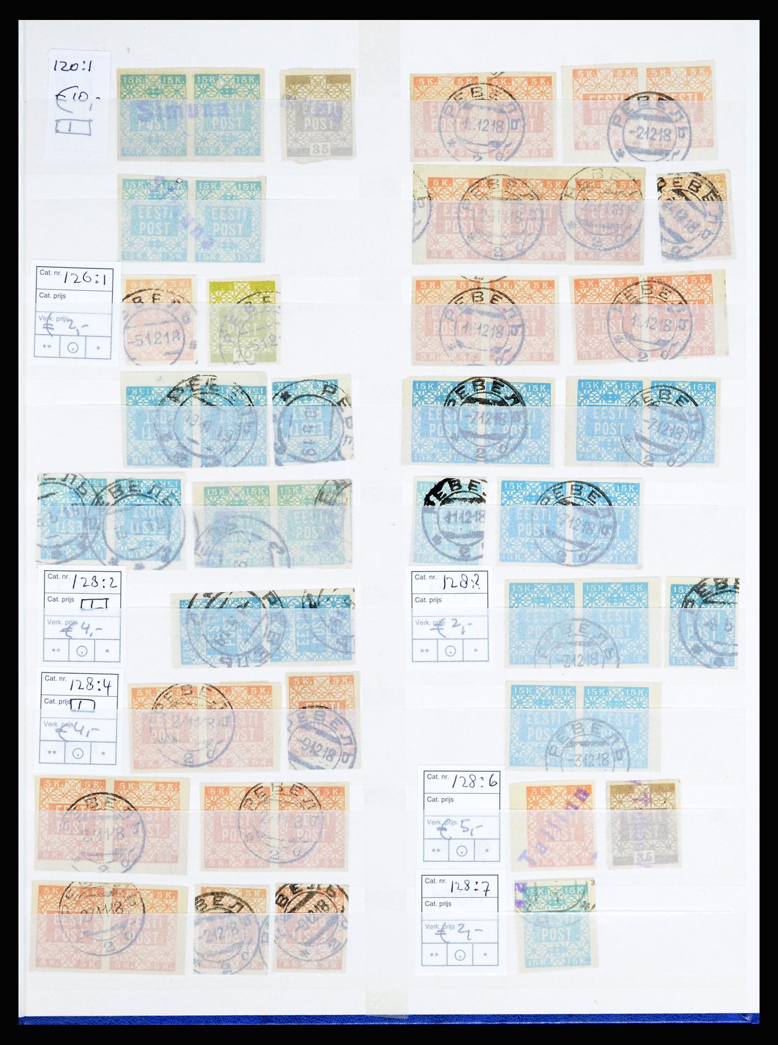 36922 012 - Postzegelverzameling 36922 Estland stempels 1918-1920.