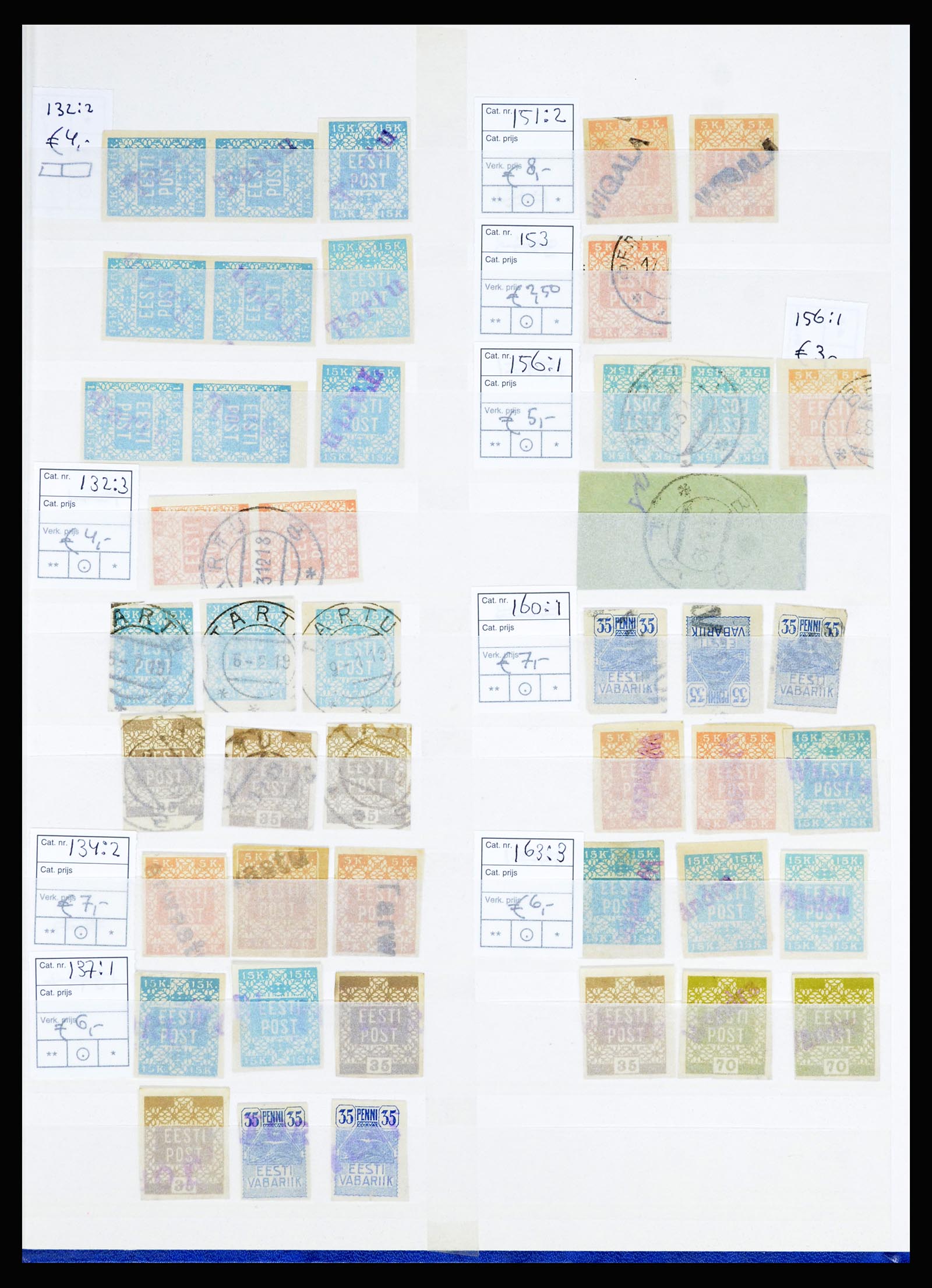 36922 014 - Postzegelverzameling 36922 Estland stempels 1918-1920.