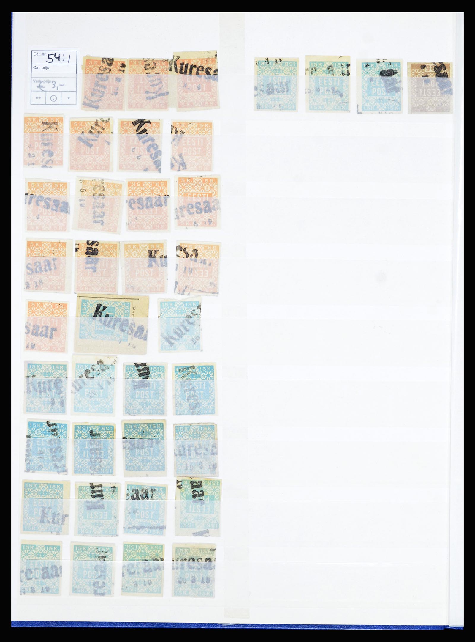 36922 015 - Postzegelverzameling 36922 Estland stempels 1918-1920.