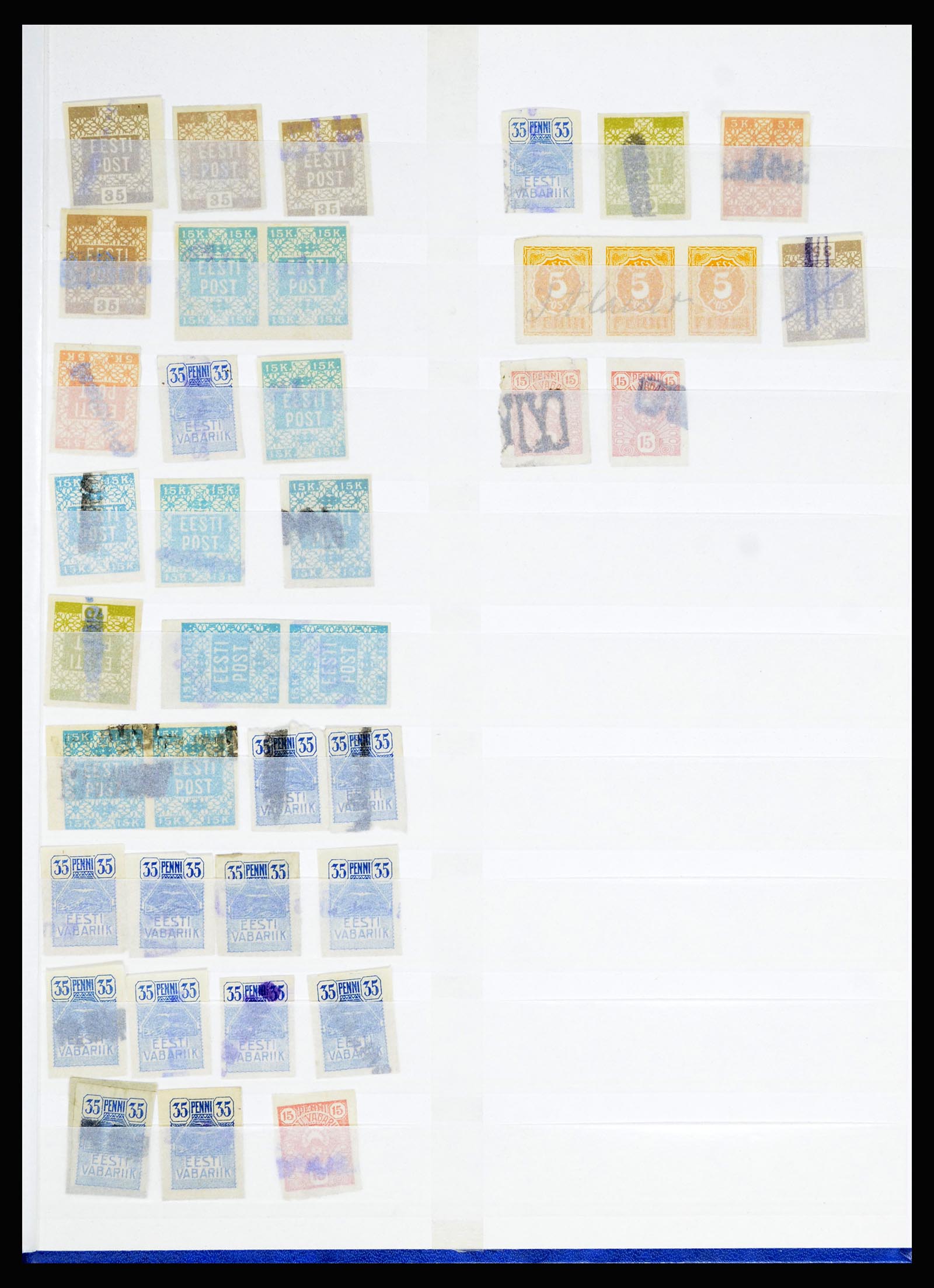 36922 016 - Postzegelverzameling 36922 Estland stempels 1918-1920.