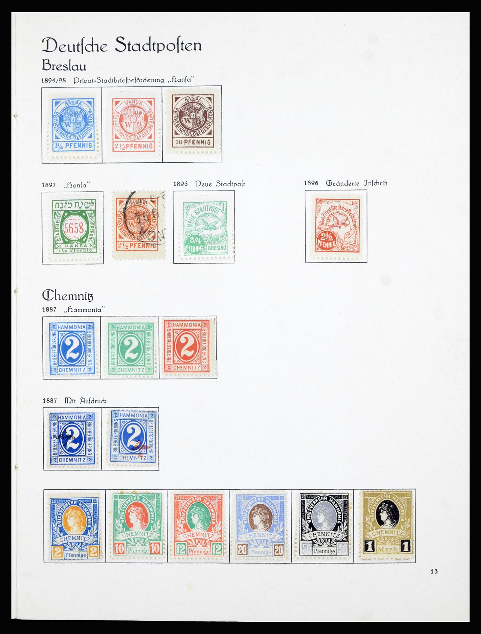 36933 004 - Postzegelverzameling 36933 Duitsland stadspost 1875-1899.