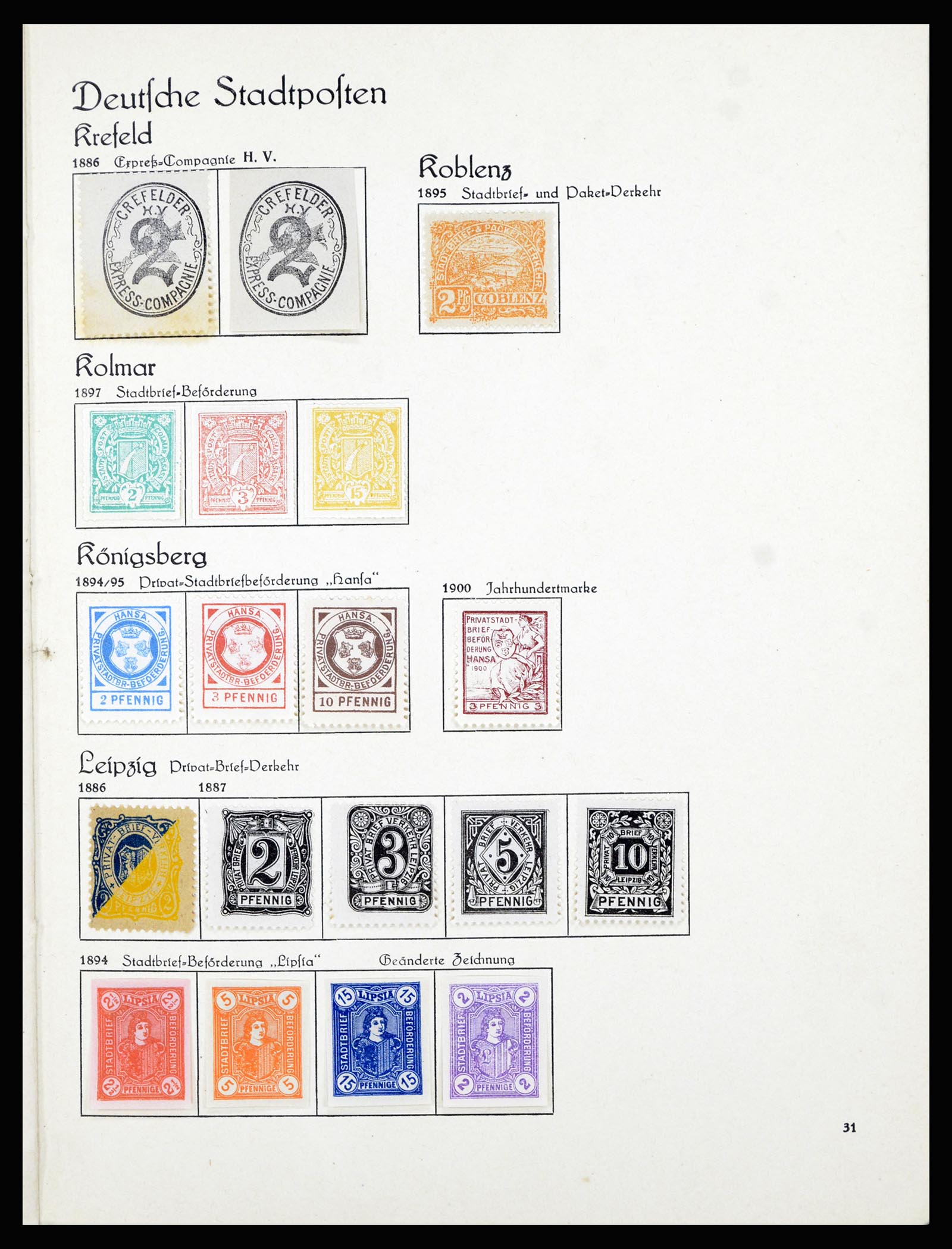 36933 013 - Postzegelverzameling 36933 Duitsland stadspost 1875-1899.