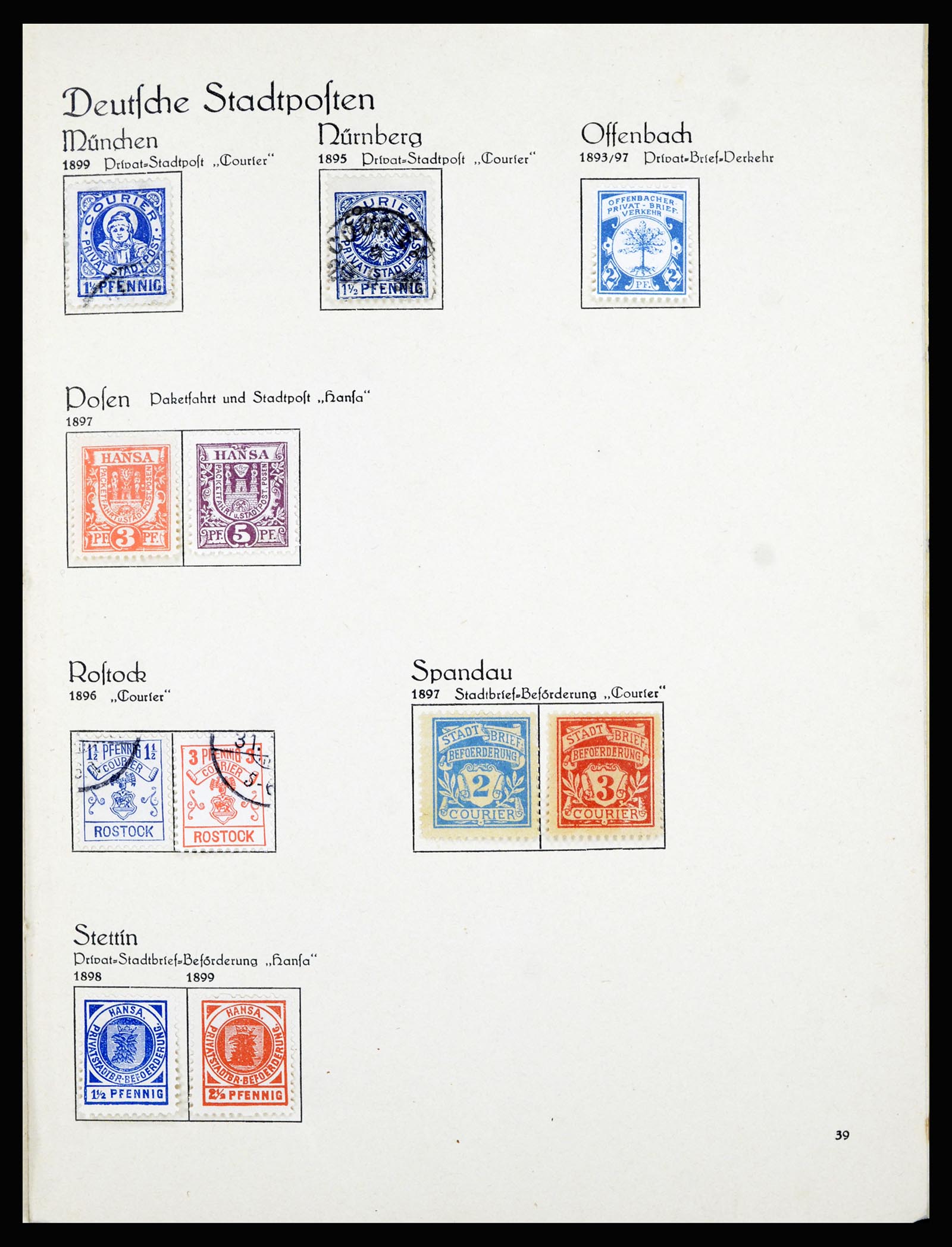 36933 017 - Postzegelverzameling 36933 Duitsland stadspost 1875-1899.