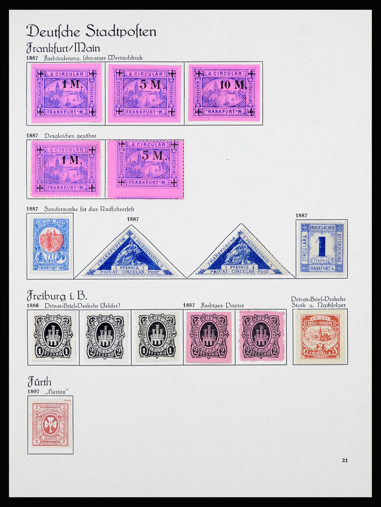 36933 030 - Postzegelverzameling 36933 Duitsland stadspost 1875-1899.