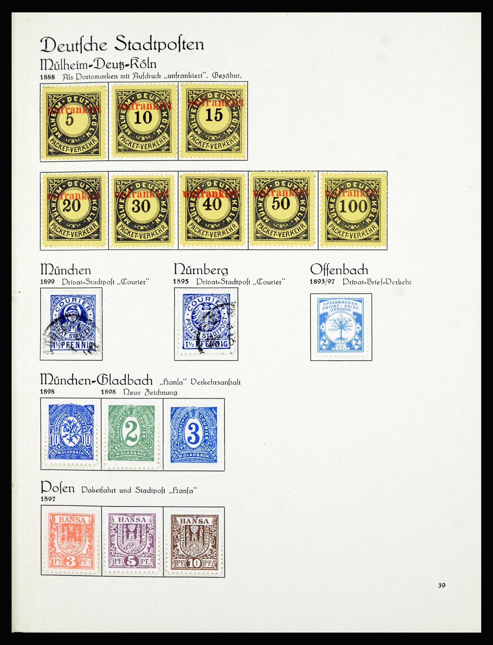 36933 039 - Postzegelverzameling 36933 Duitsland stadspost 1875-1899.