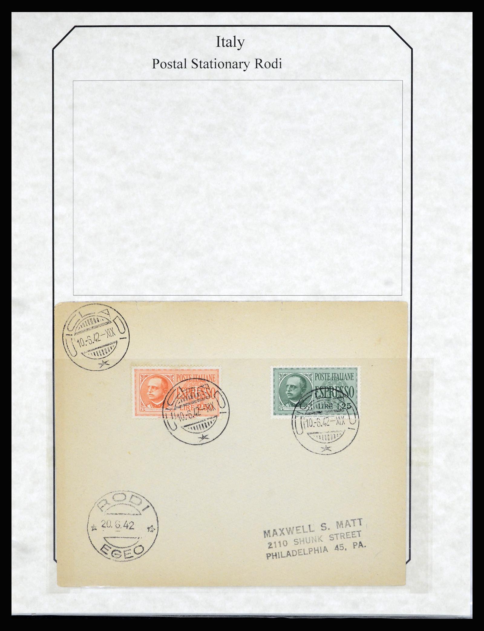 36947 004 - Postzegelverzameling 36947 Italië en gebieden brieven 1918-1945.