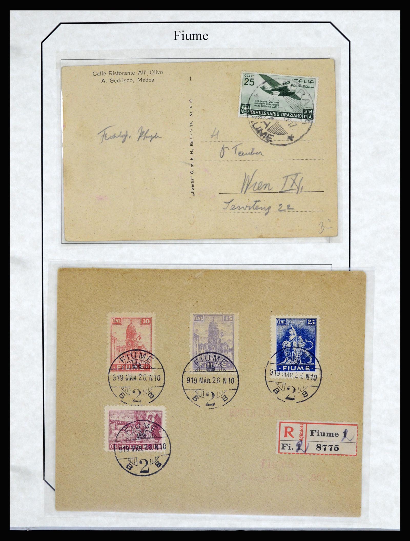 36947 008 - Postzegelverzameling 36947 Italië en gebieden brieven 1918-1945.