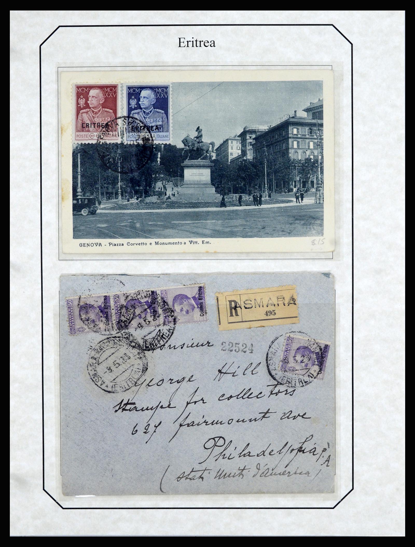 36947 009 - Postzegelverzameling 36947 Italië en gebieden brieven 1918-1945.