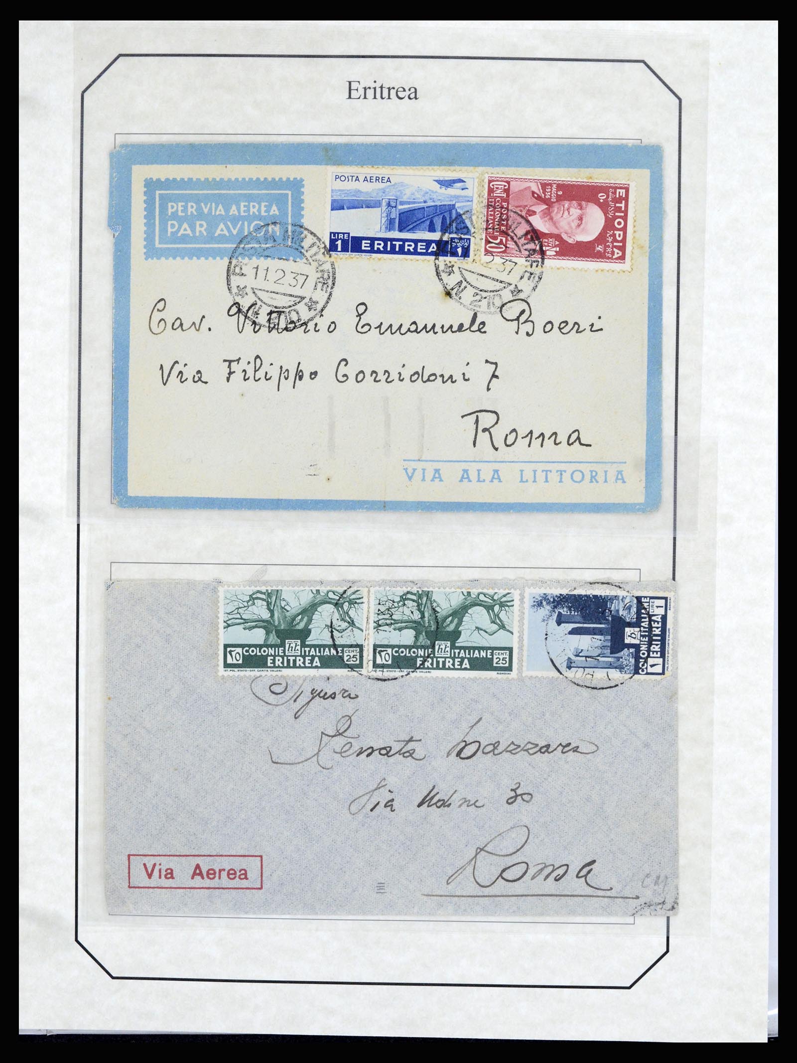 36947 010 - Postzegelverzameling 36947 Italië en gebieden brieven 1918-1945.