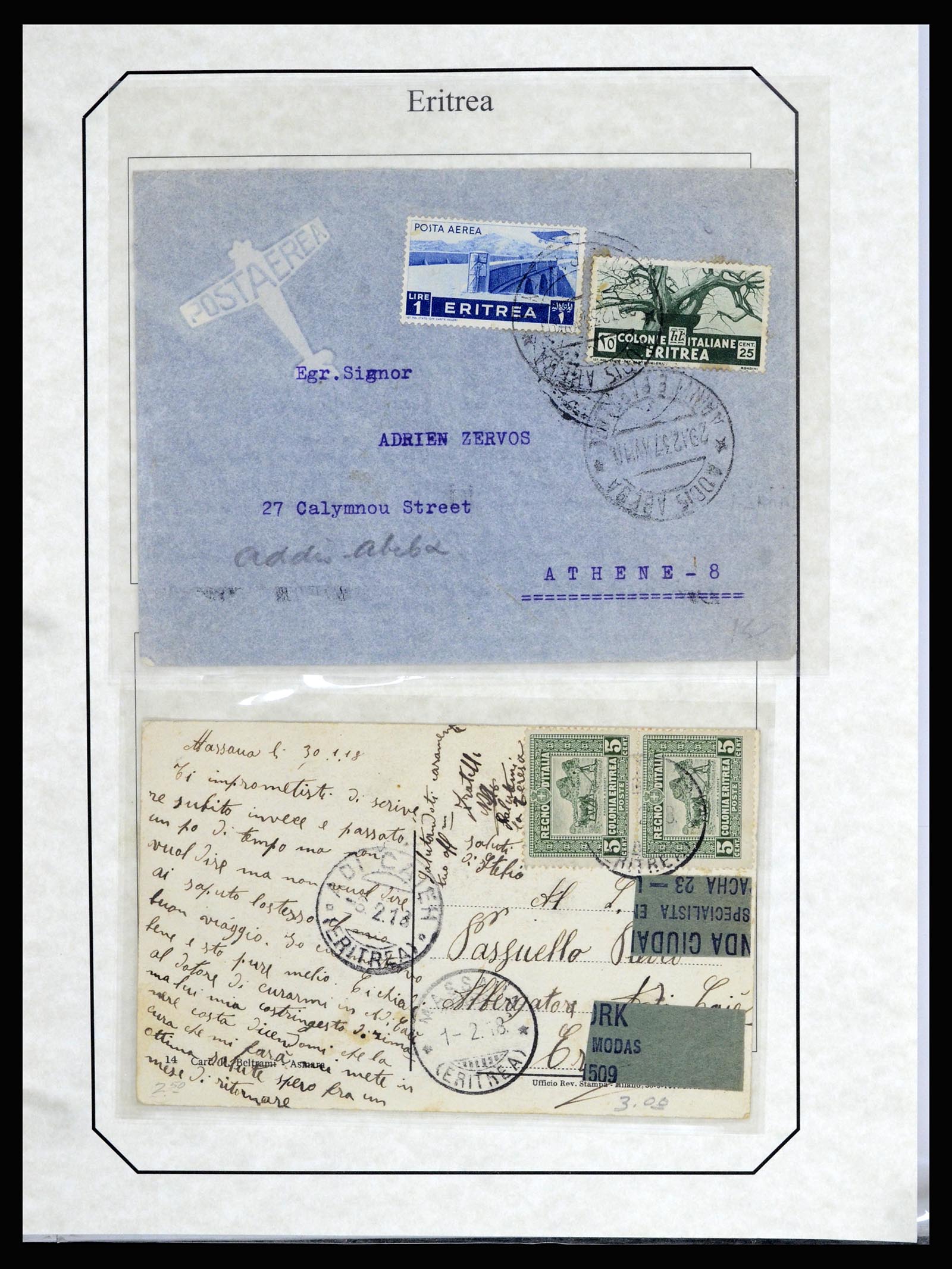 36947 011 - Postzegelverzameling 36947 Italië en gebieden brieven 1918-1945.