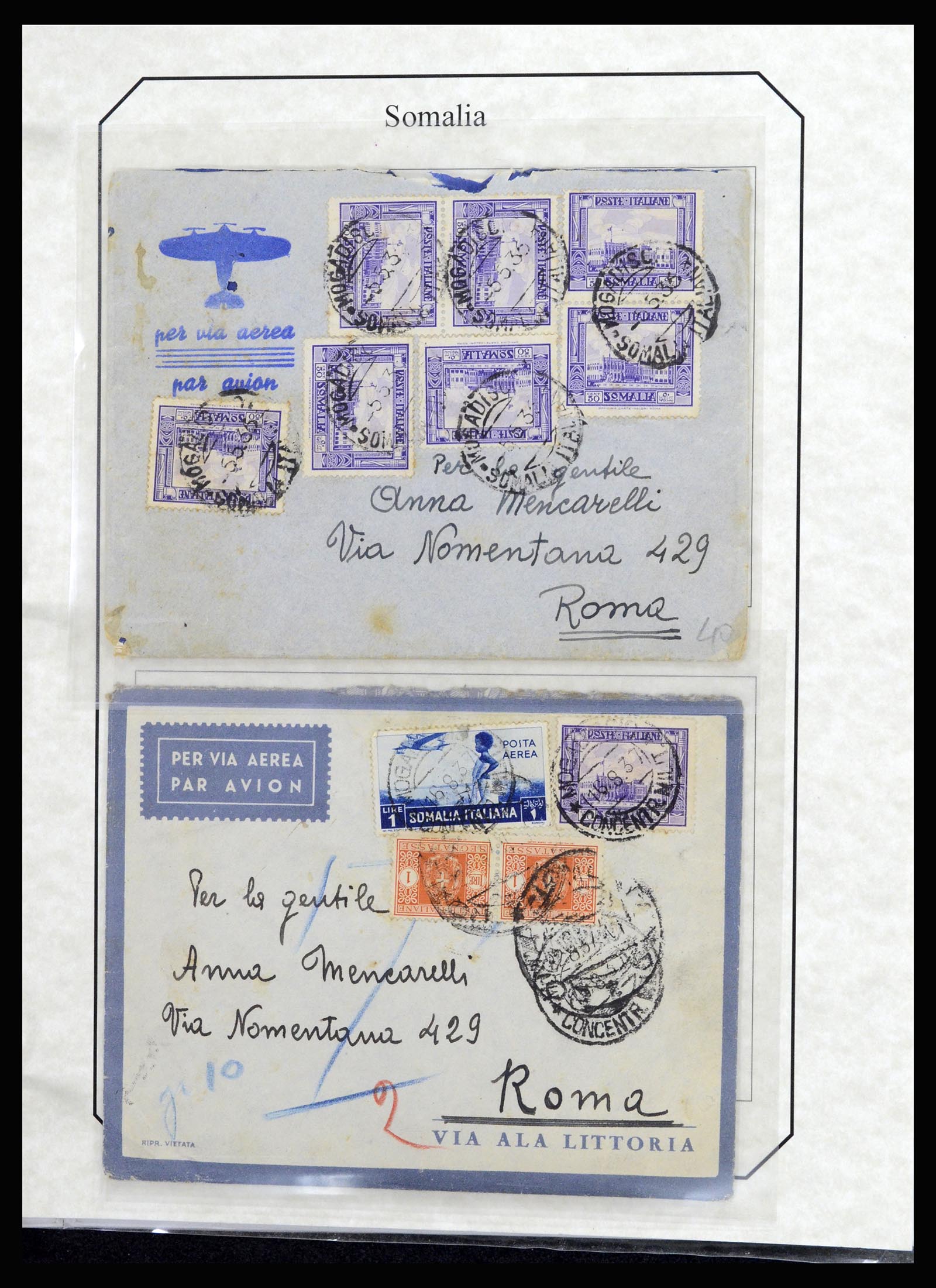 36947 014 - Postzegelverzameling 36947 Italië en gebieden brieven 1918-1945.