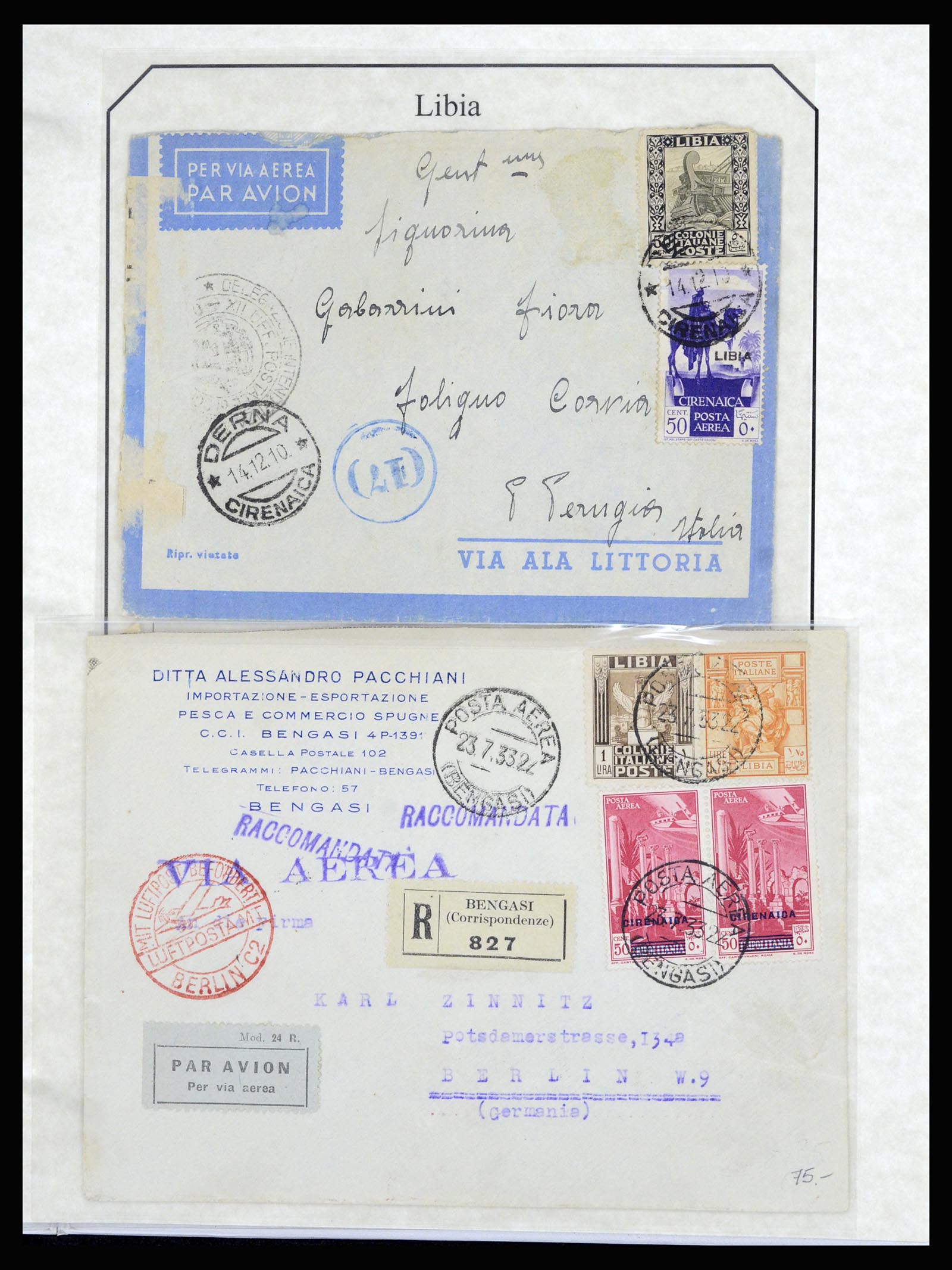 36947 018 - Postzegelverzameling 36947 Italië en gebieden brieven 1918-1945.