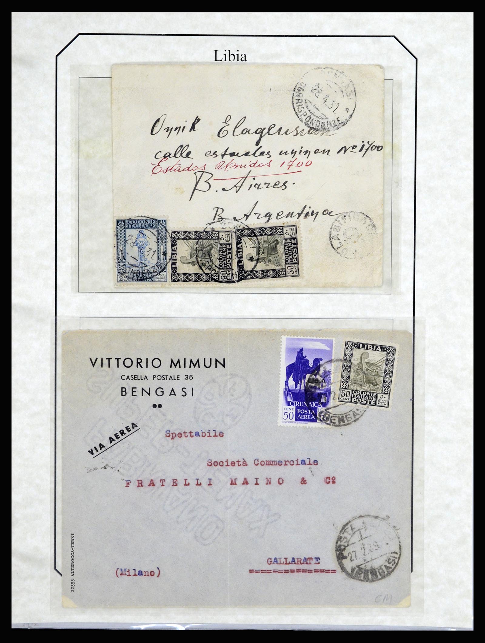 36947 019 - Postzegelverzameling 36947 Italië en gebieden brieven 1918-1945.