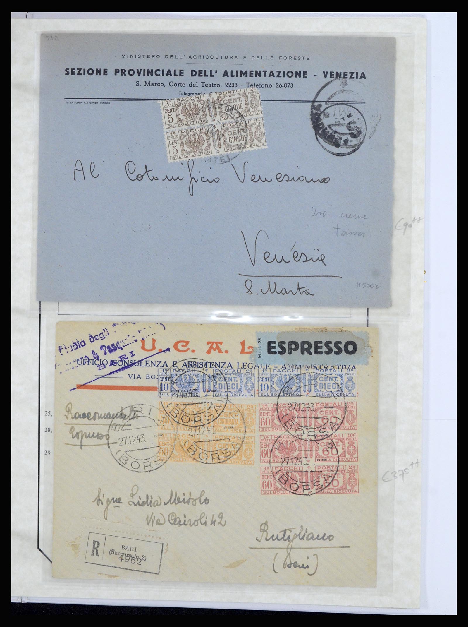 36947 022 - Postzegelverzameling 36947 Italië en gebieden brieven 1918-1945.