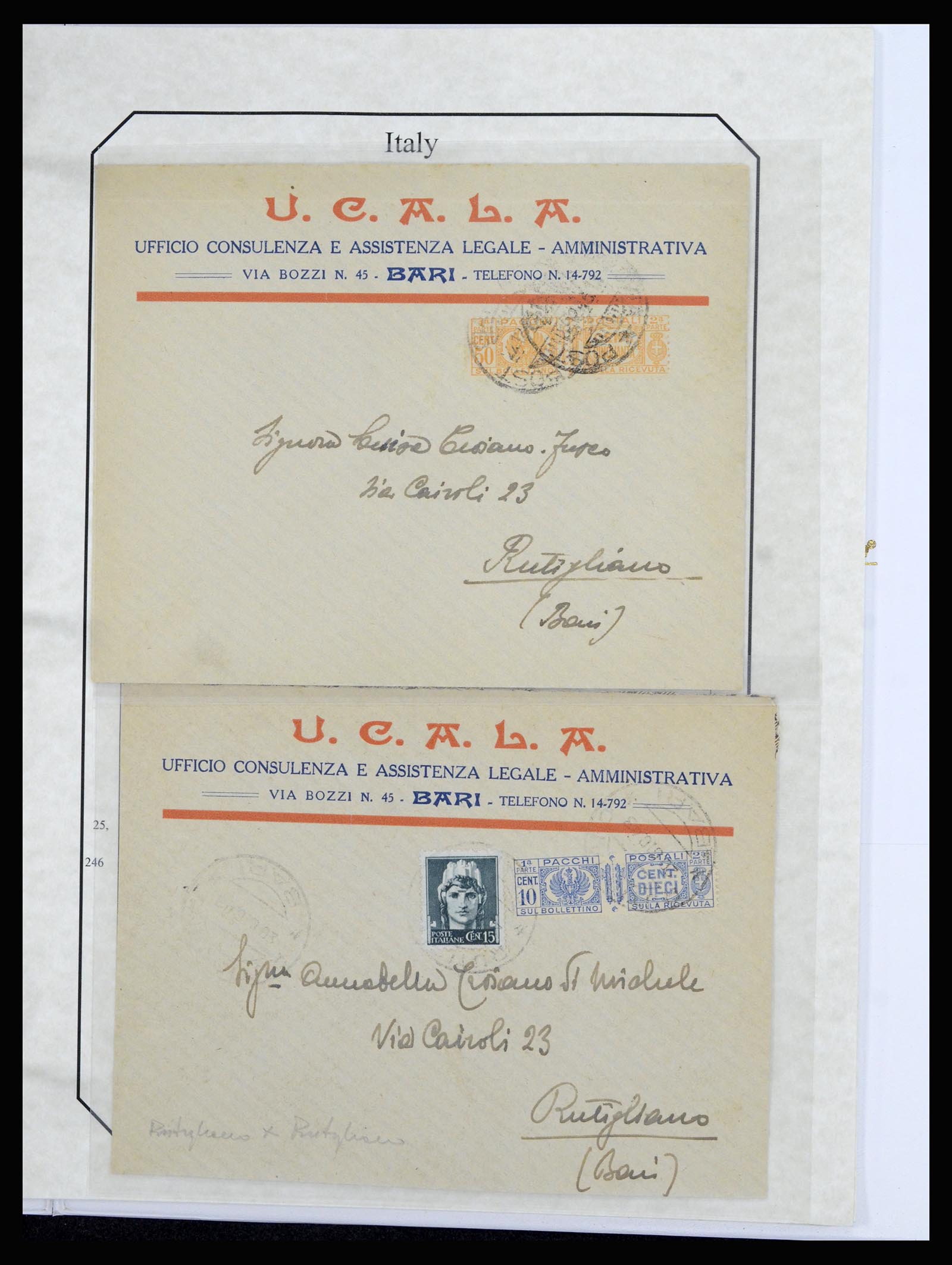 36947 023 - Postzegelverzameling 36947 Italië en gebieden brieven 1918-1945.