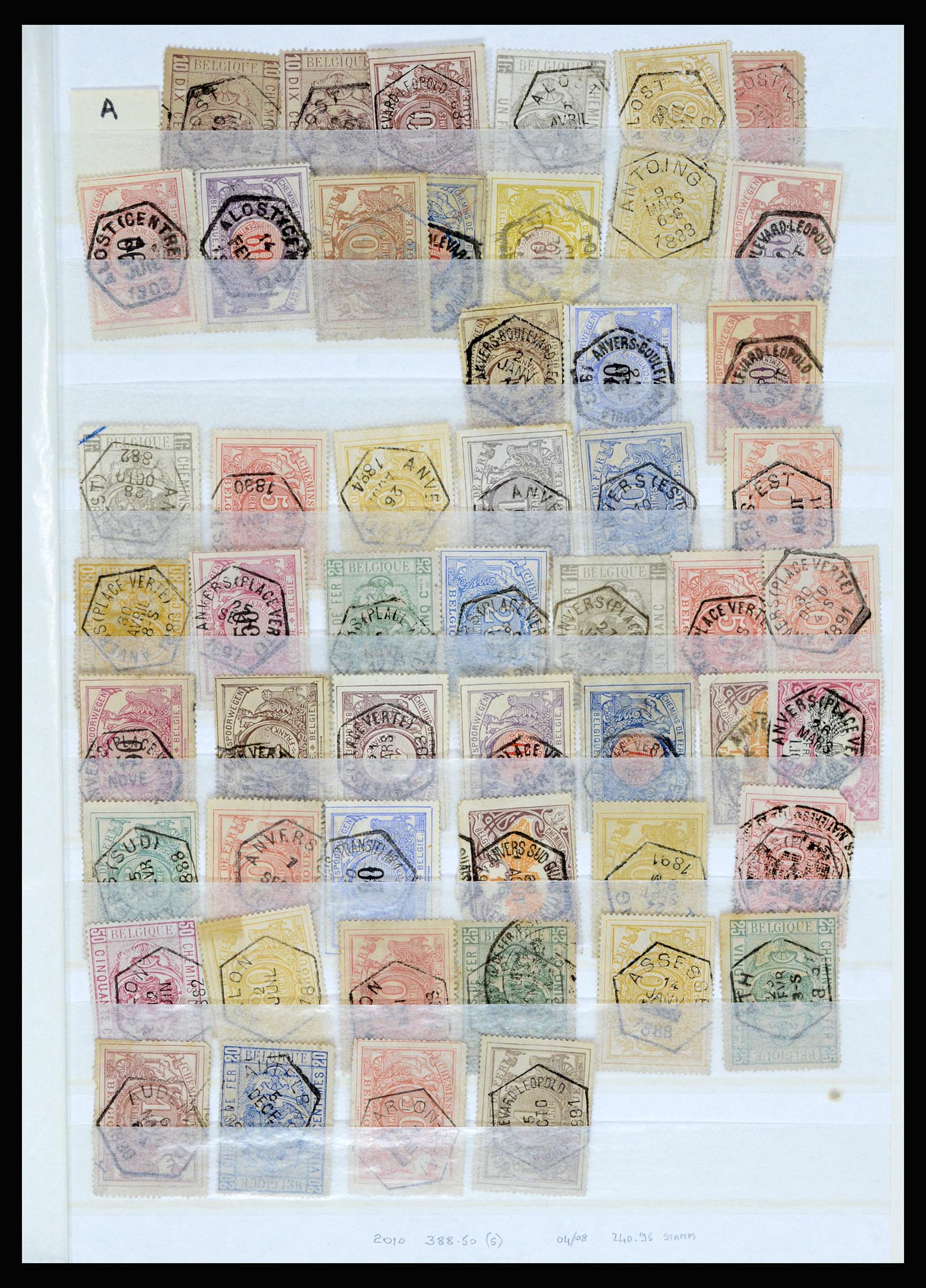 36955 001 - Postzegelverzameling 36955 België spoorwegstempels 1879-1950.