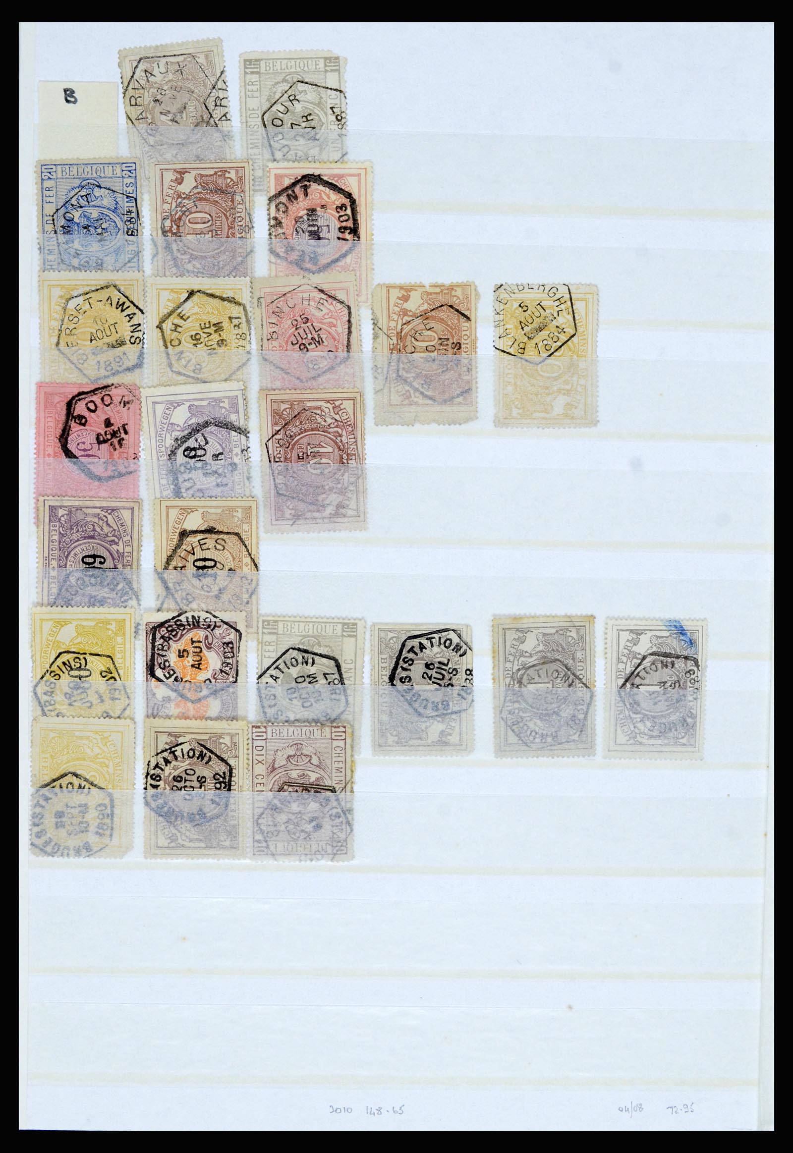 36955 002 - Postzegelverzameling 36955 België spoorwegstempels 1879-1950.